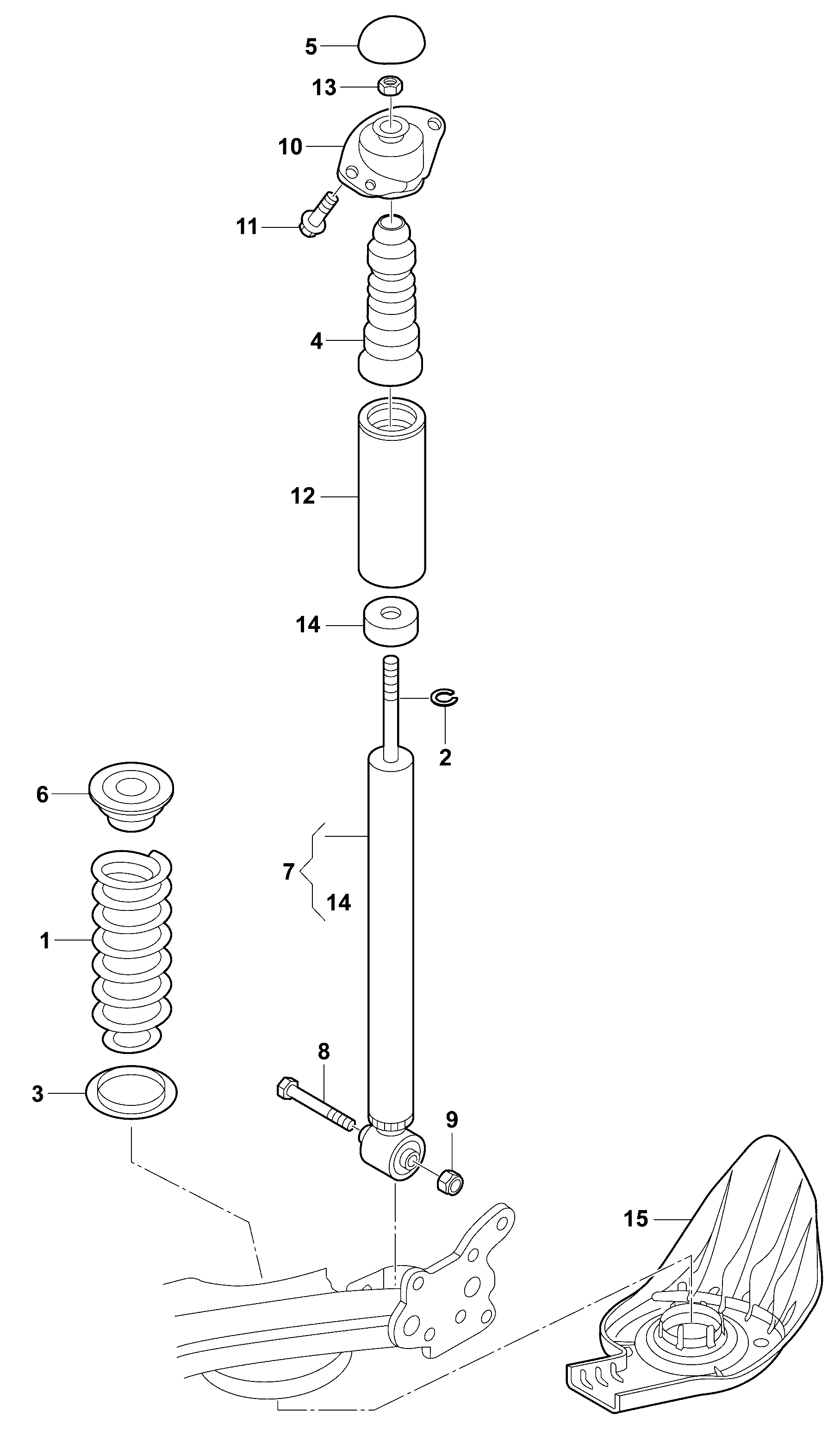 suspensionShock absorber (spring cyl.)for models with<br>heavy duty suspension rear - Fabia - fabi