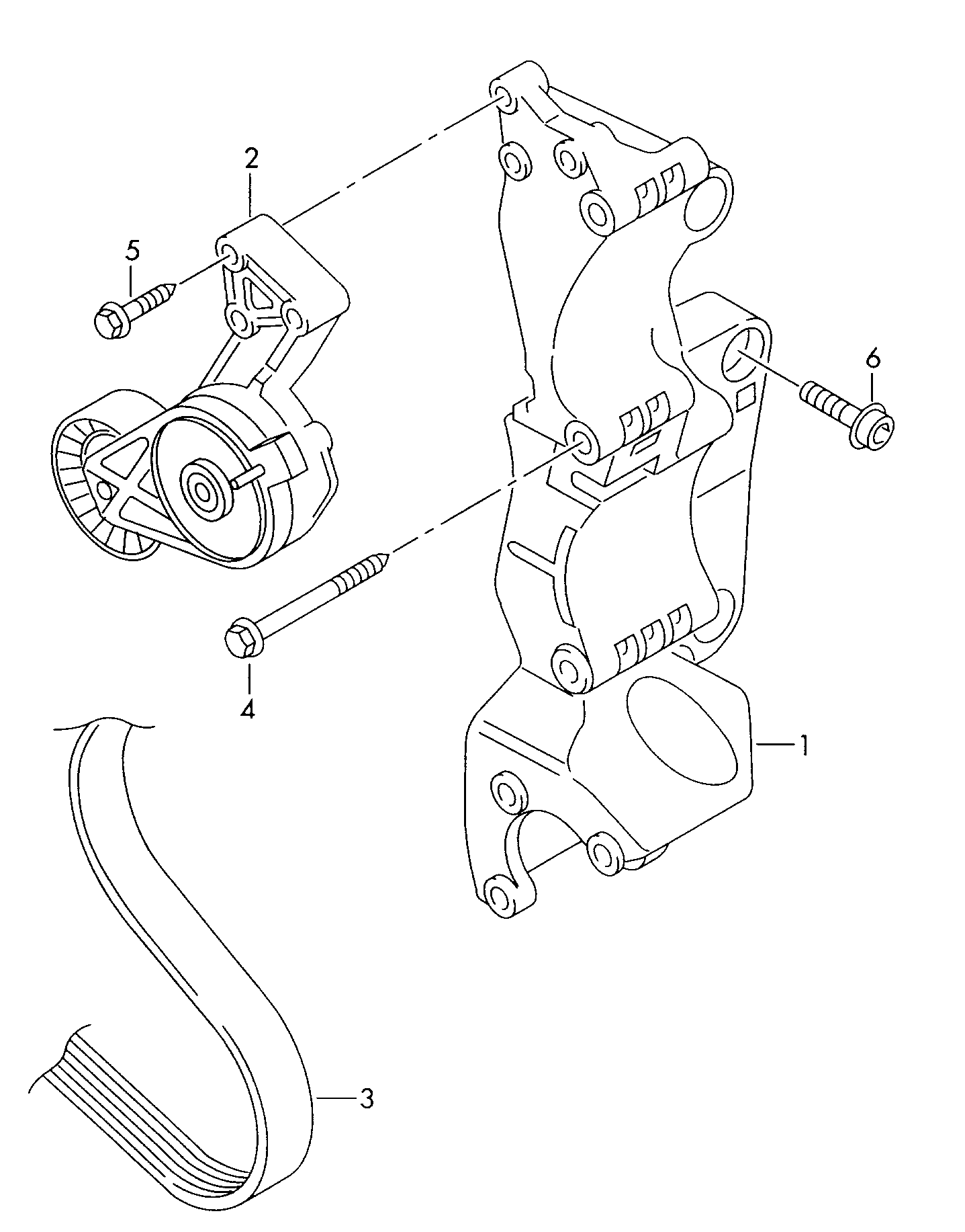 connecting and mounting parts<br>for alternatorPoly-V-belt 1.9ltr. - Octavia - oct
