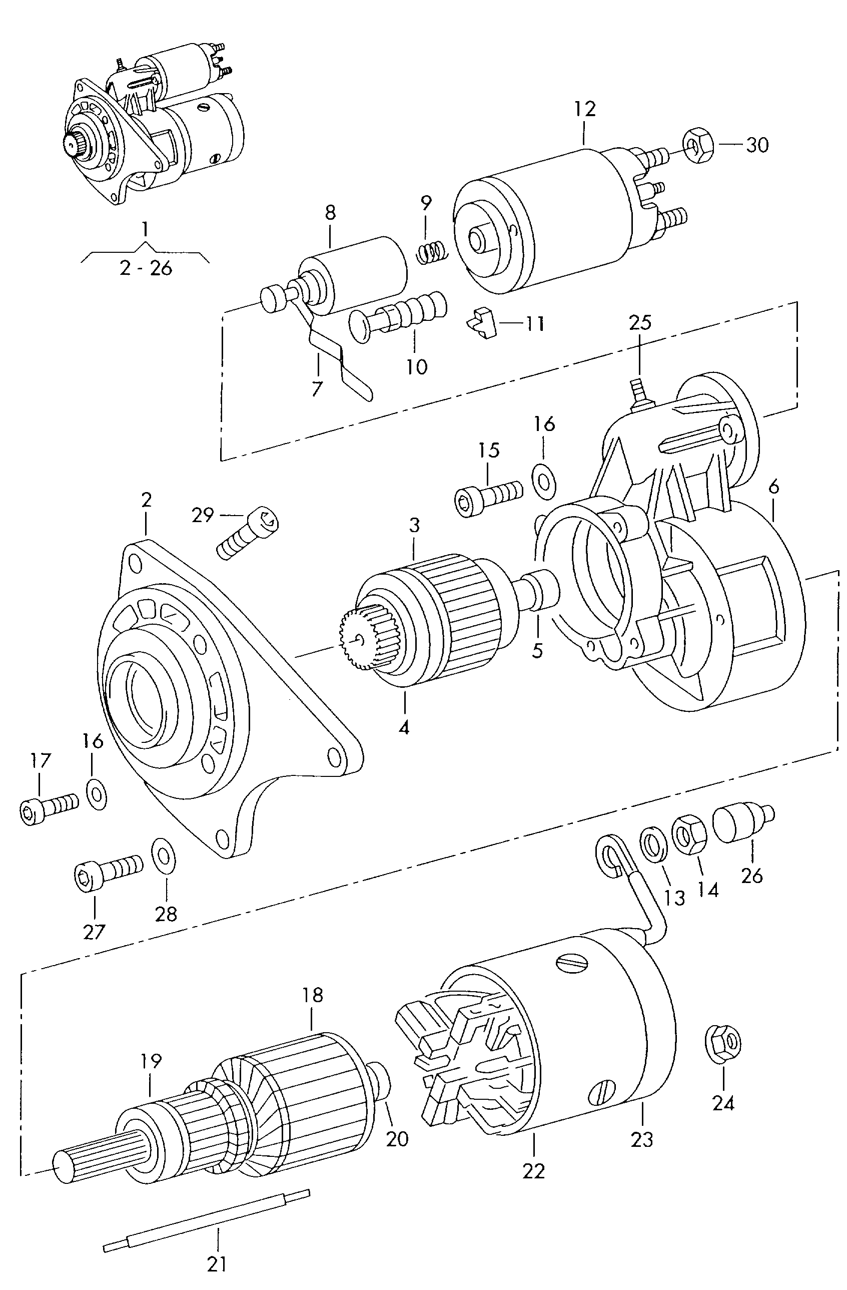 demarreur et pieces de detail 1KW - Octavia - oct