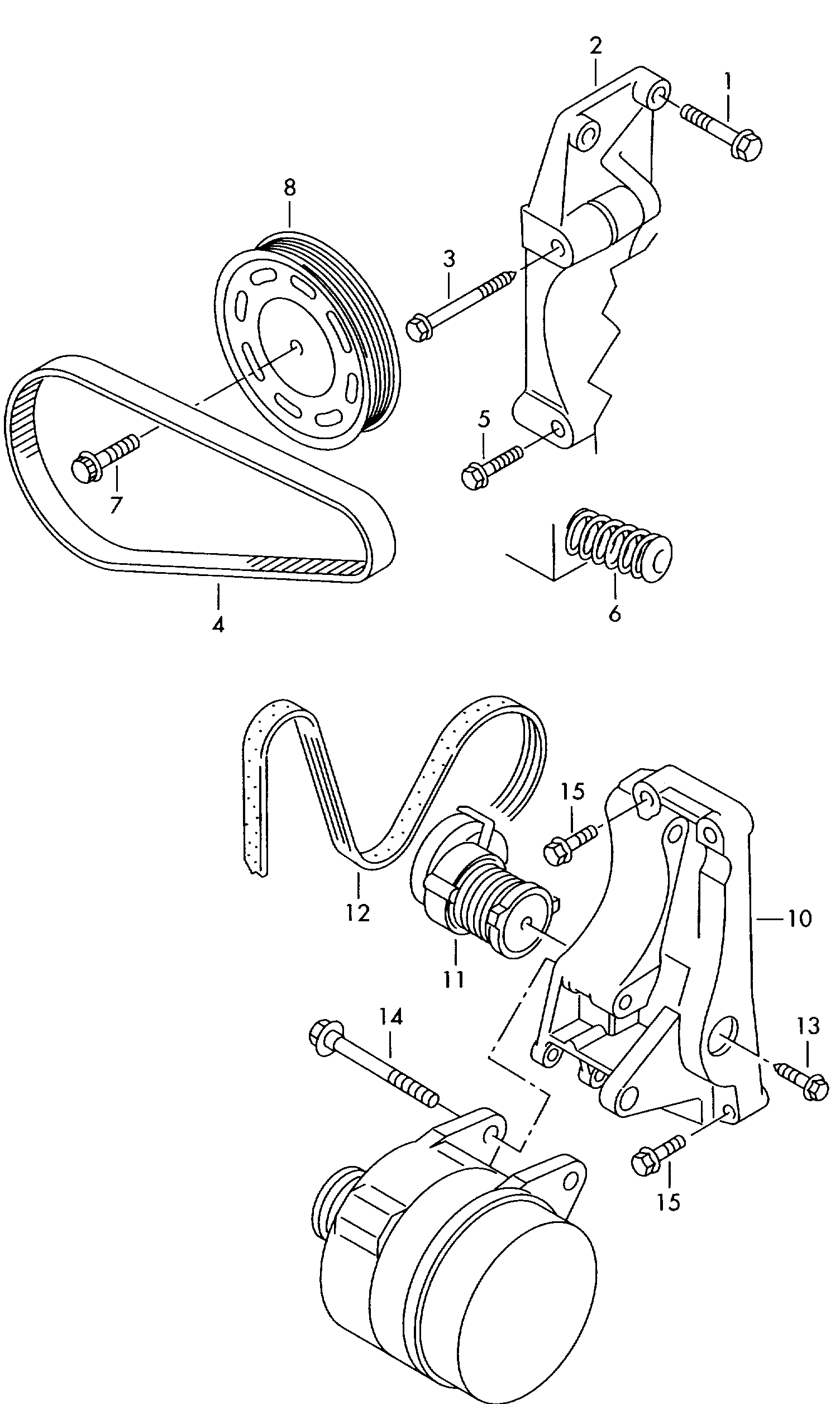 connecting and mounting parts<br>for alternatorPoly-V-beltfor vehicles with air condit. 1.4ltr. - Fabia - fab