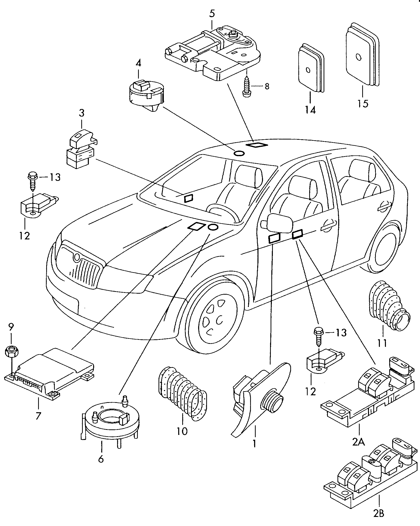 Schakelaar in portierbekledingschuifdakmotorelektrische delen voor airbag  - Fabia - fab