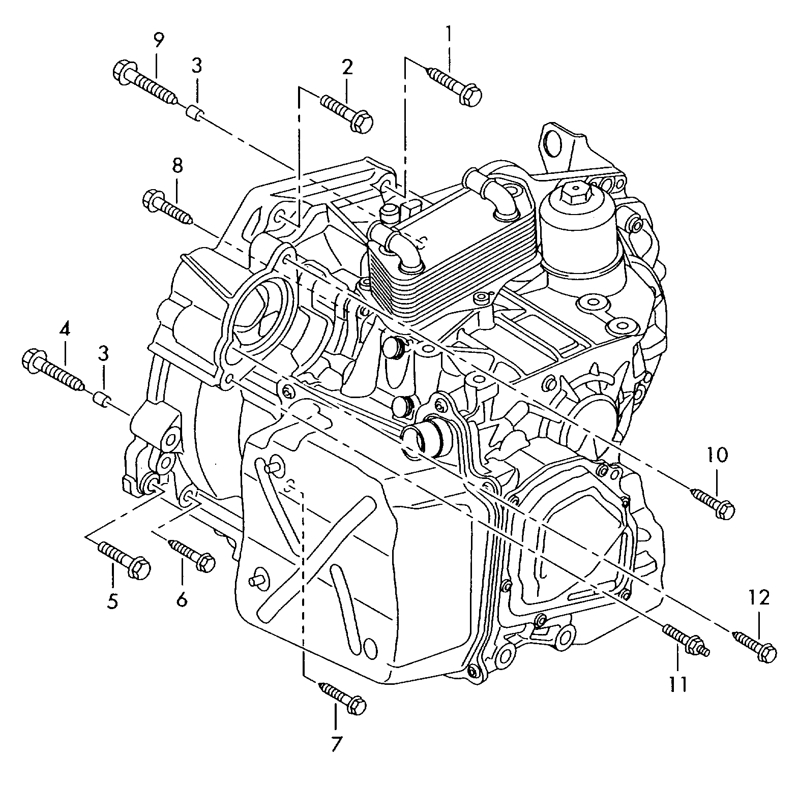 mounting parts for engine and<br>transmission6-speed dual clutch gearbox<br>for four-wheel drive DQ250 - Yeti - yet