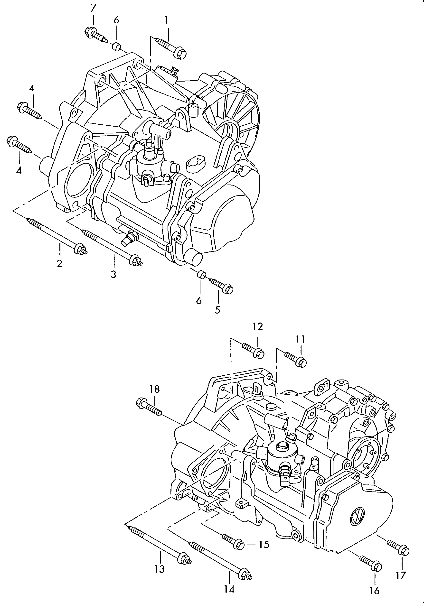 Befestigungsteile für Motor<br>und Getriebefür 6-Gang Schaltgetriebe  - Octavia - oct