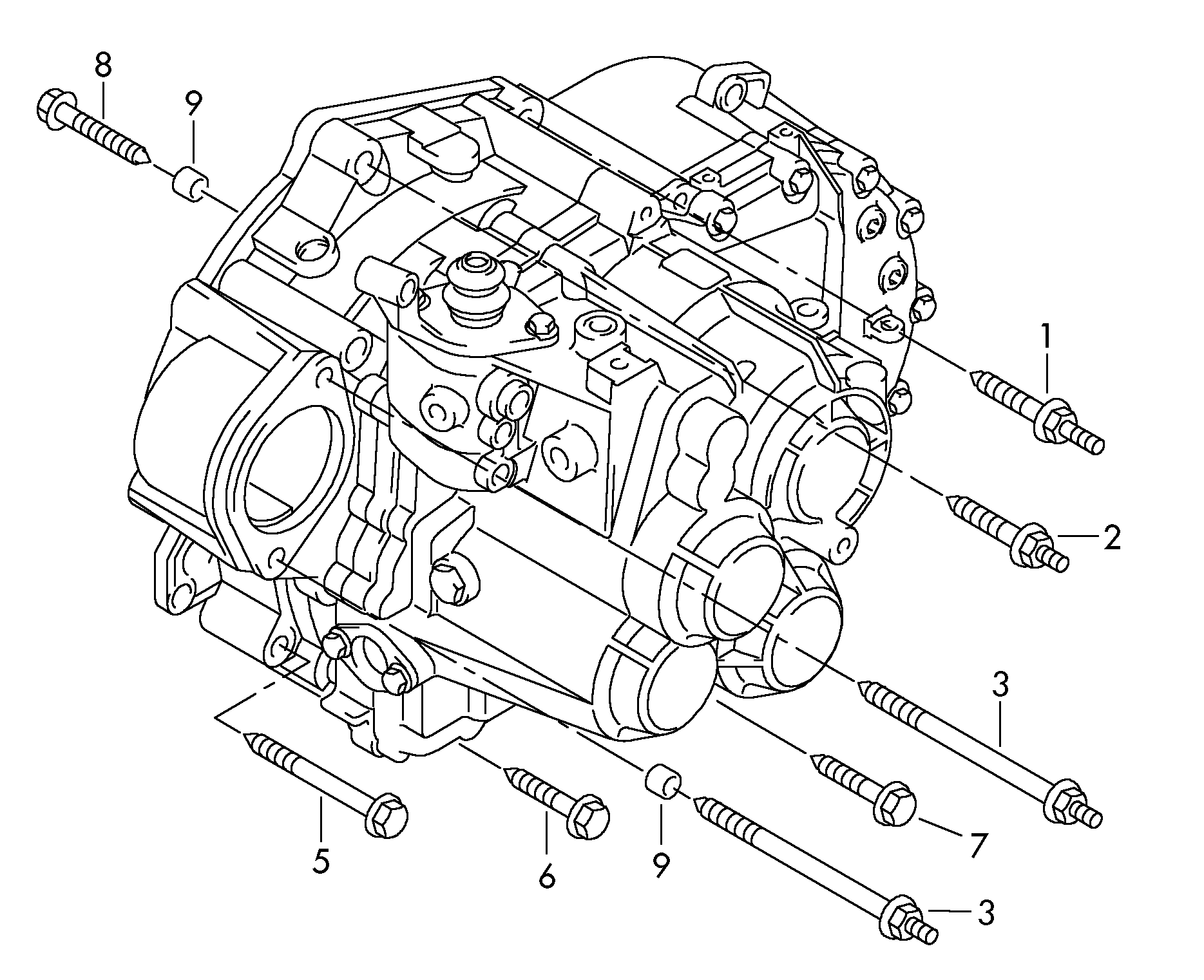 Befestigungsteile für Motor<br>und Getriebefür 6-Gang SchaltgetriebeAllradantrieb MQ350 - Octavia - oct