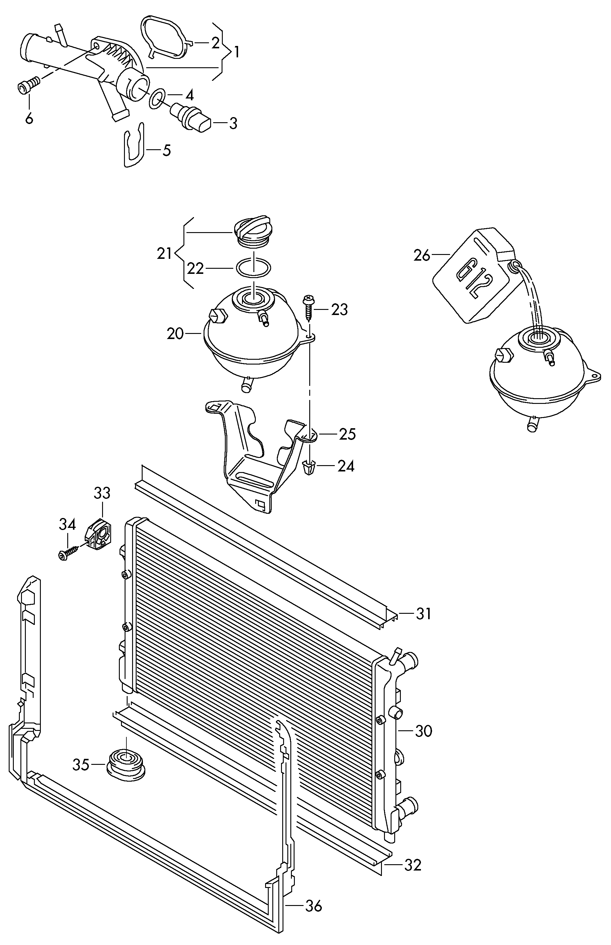 ФланецРасширительный бачокРадиатор охлаждающей жидкости 2,0 л.<br>          "IND" - Octavia - oct