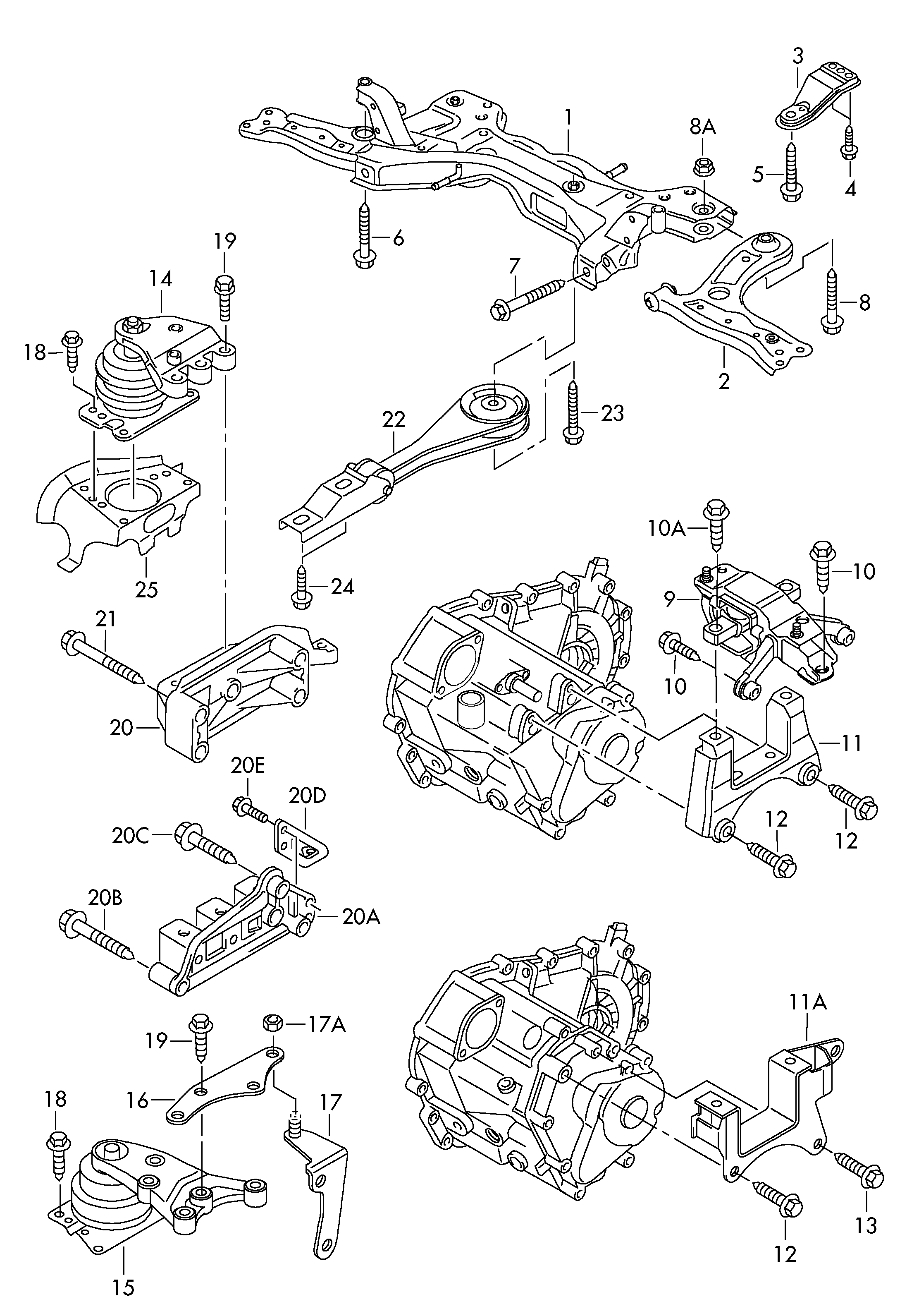 mounting parts for engine and<br>transmission  - Roomster - ro