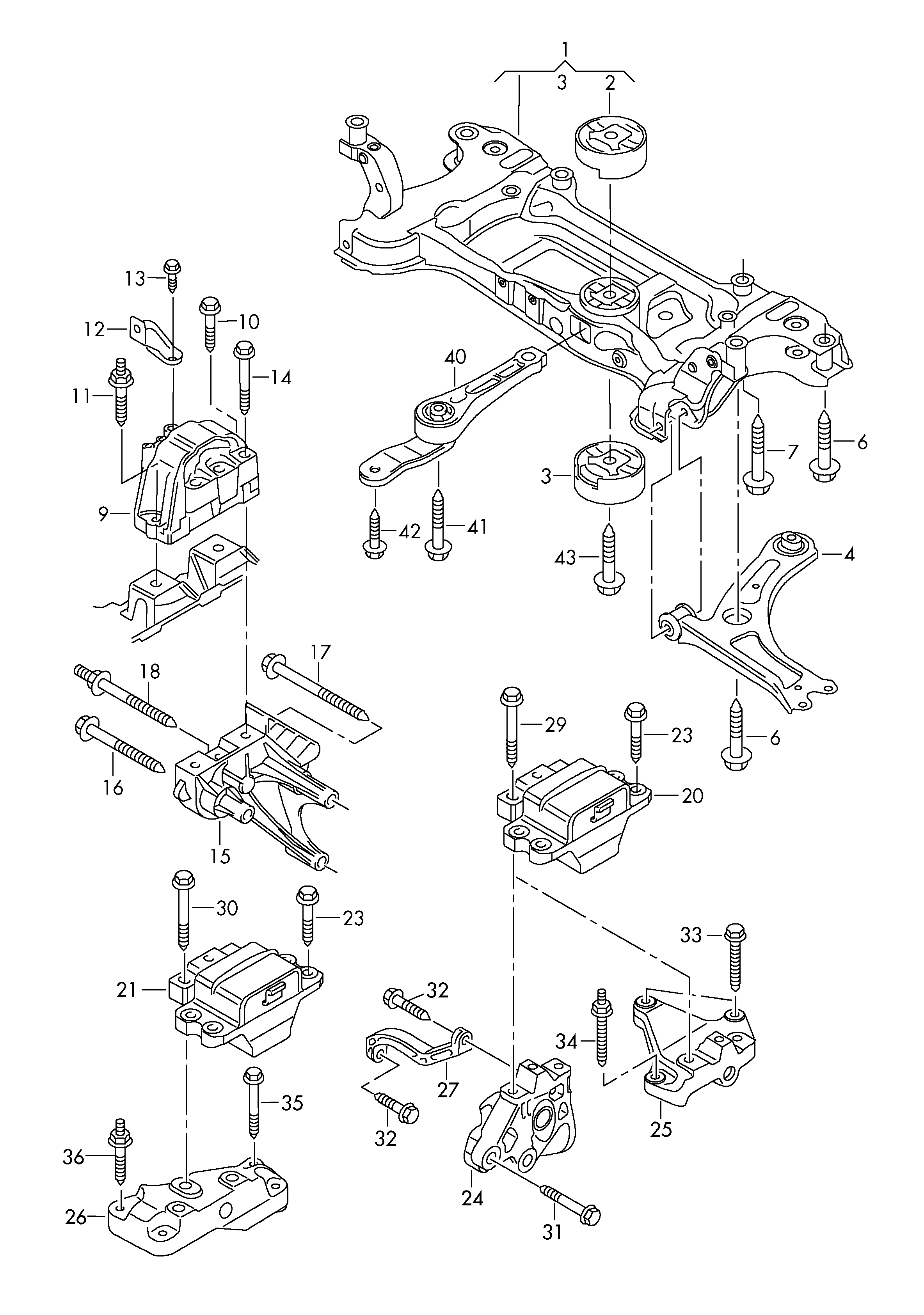 mounting parts for engine and<br>transmission  - Superb - sup