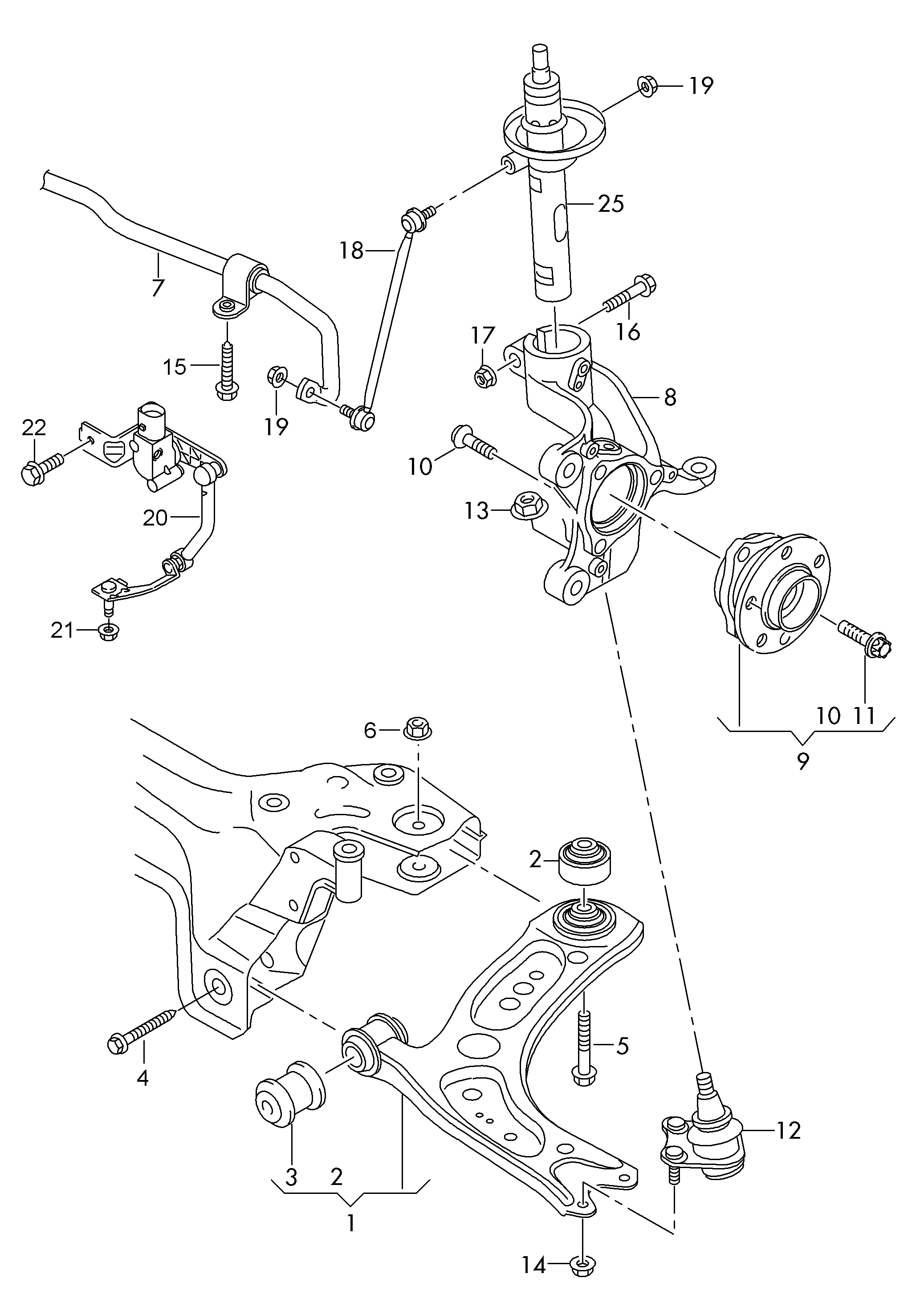 brazo transversal completomanguetabarra estabilizadora delantero - Octavia - oct