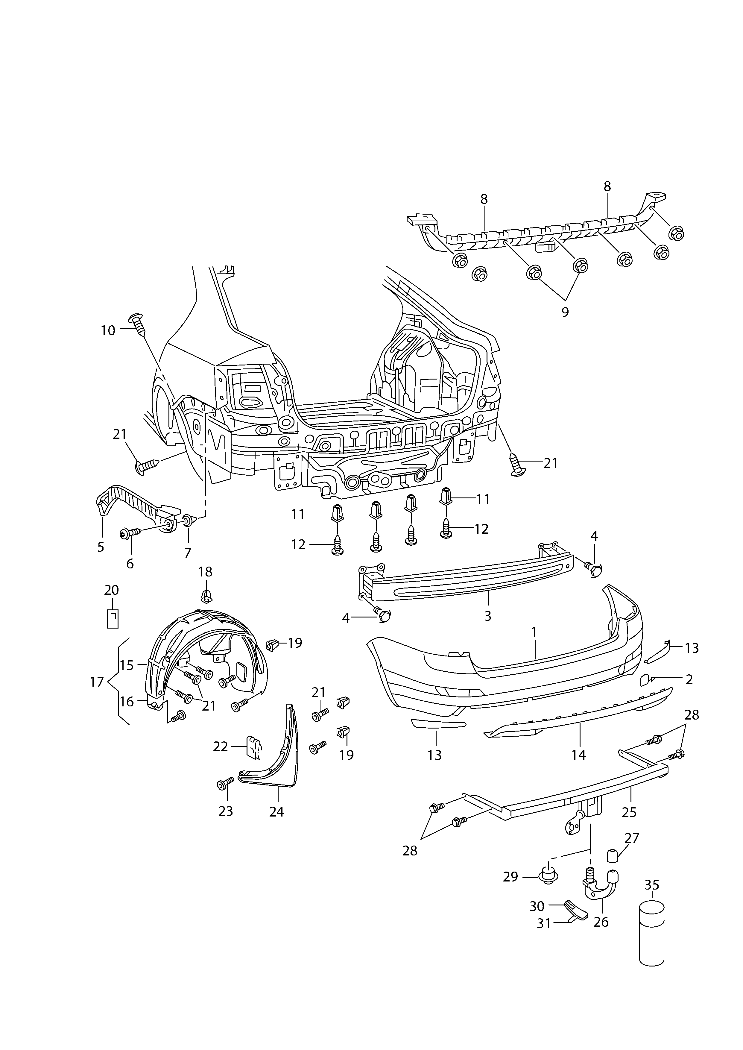 StossfängerRadhausschale-KunststoffAnhängerkupplung (Kugelkopf) hinten - Octavia - oct