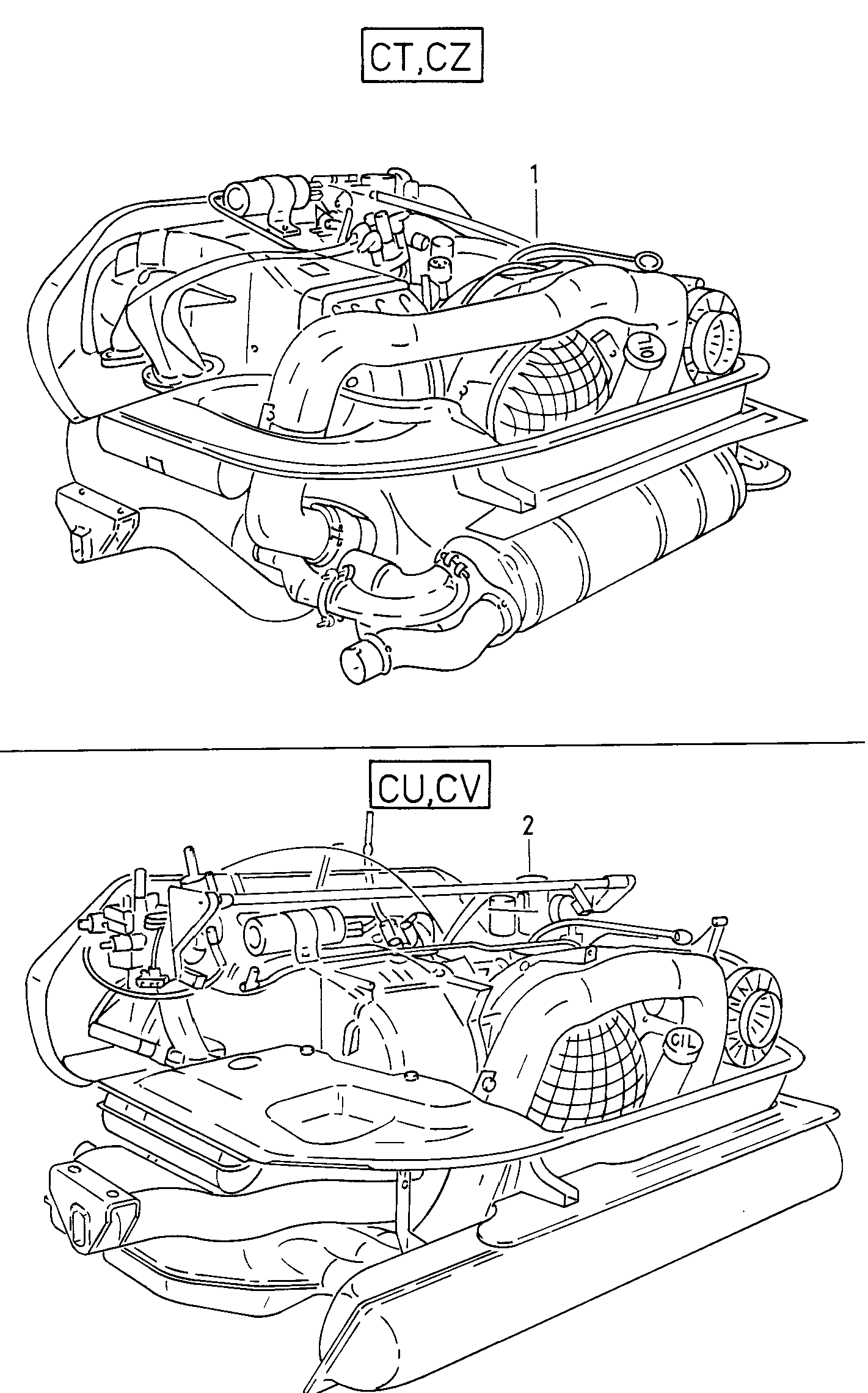 base engine with crankshaft<br>pistons, cylinder head,<br>complete,oil pump and flywheel  - Typ 2/syncro - t2