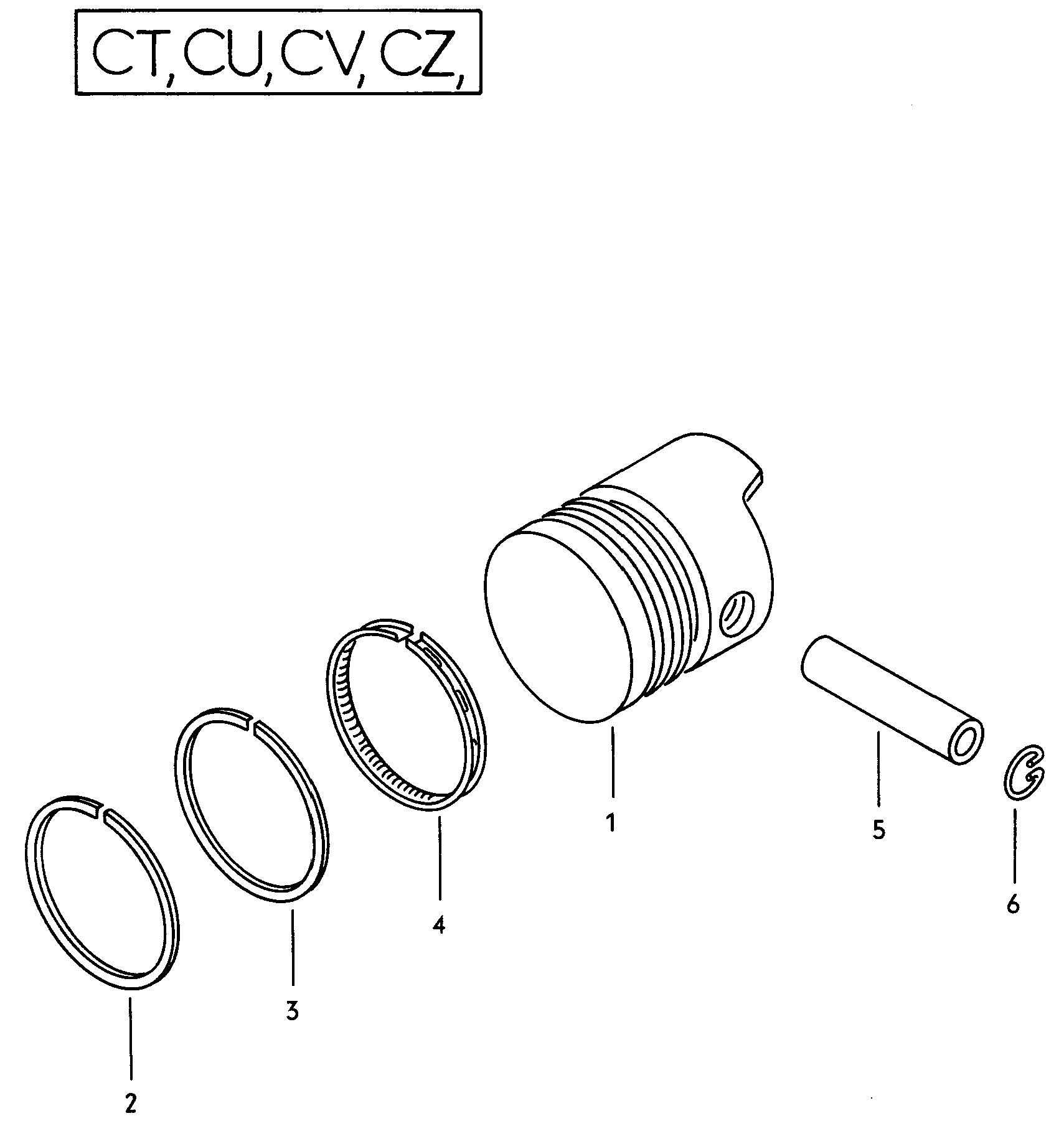pistonsegment de piston 1,6-2,0l - Typ 2/syncro - t2