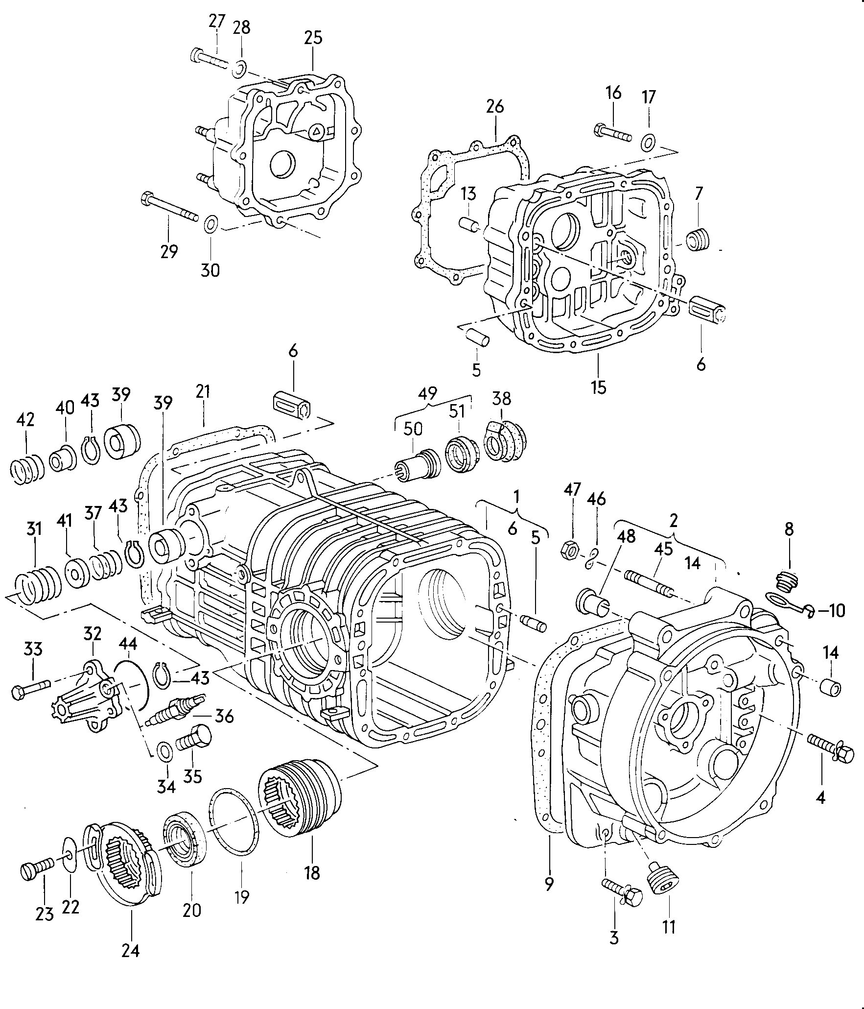 GetriebegehäuseLagerschildKupplungsgehäusefür 4-Gang Schaltgetriebefür 5-Gang Schaltgetriebe  - Typ 2/syncro - t2
