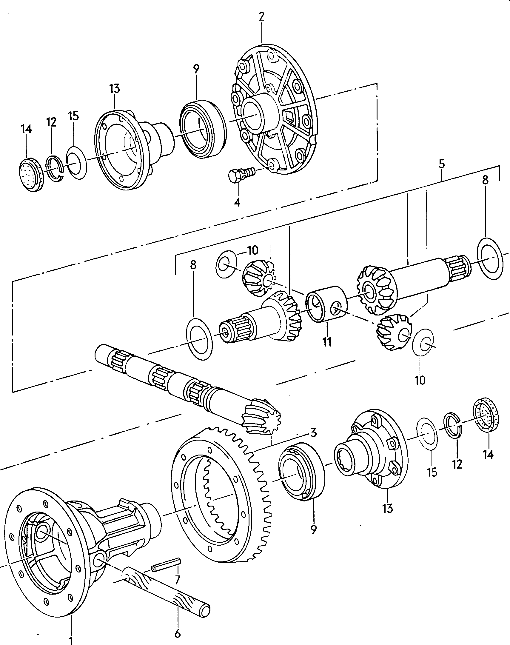 Differentialpinion and crown wheelfor manual gearbox rear - Typ 2/syncro - t2