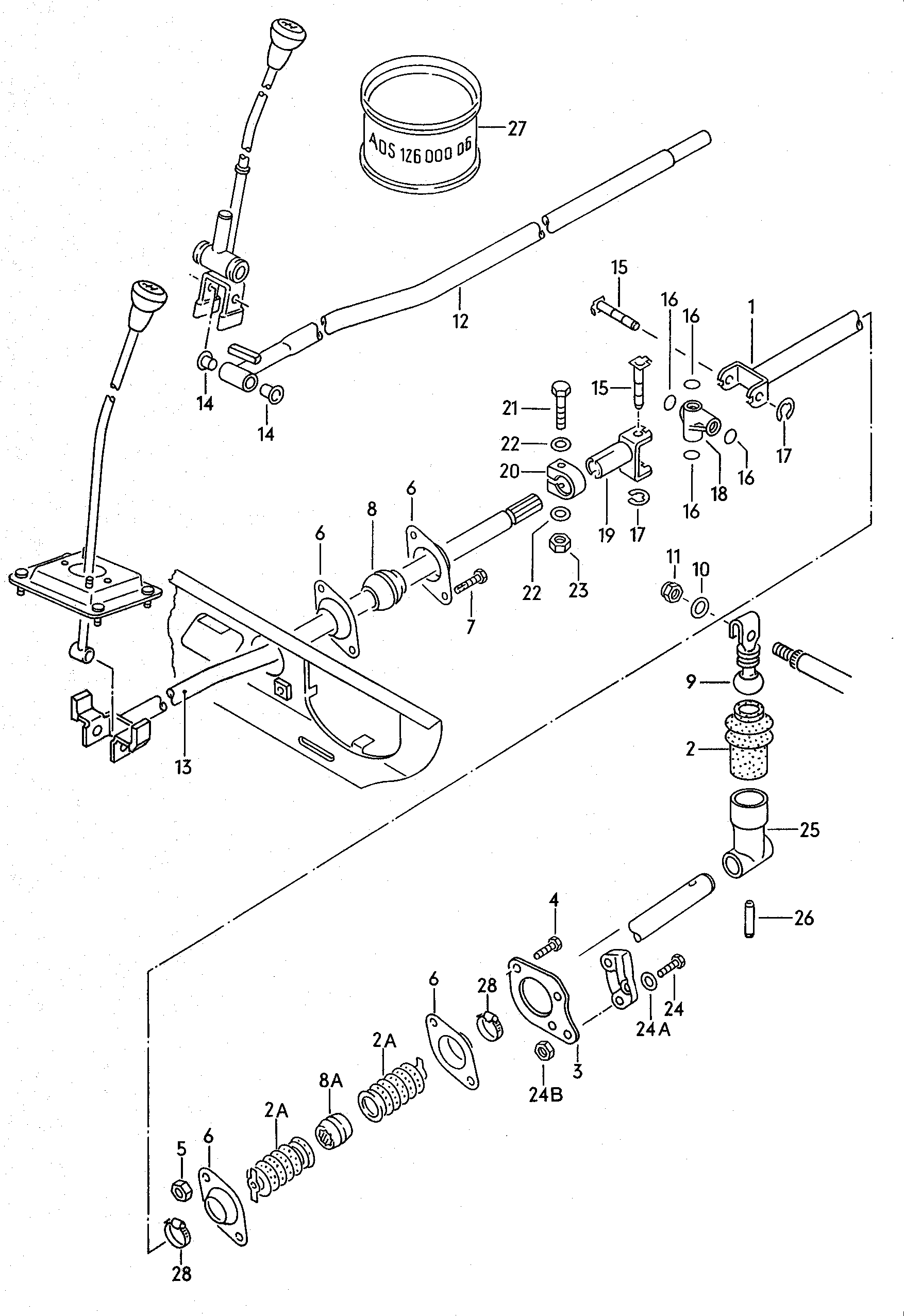 Schakelstangen voor schakel-<br>mechanisme<br> F 24-D-000 001>>  - Typ 2/syncro - t2