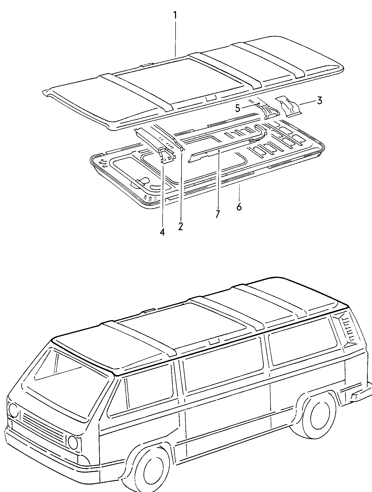 dakvoor wagens met handbediend<br>schuifdak  - Typ 2/syncro - t2