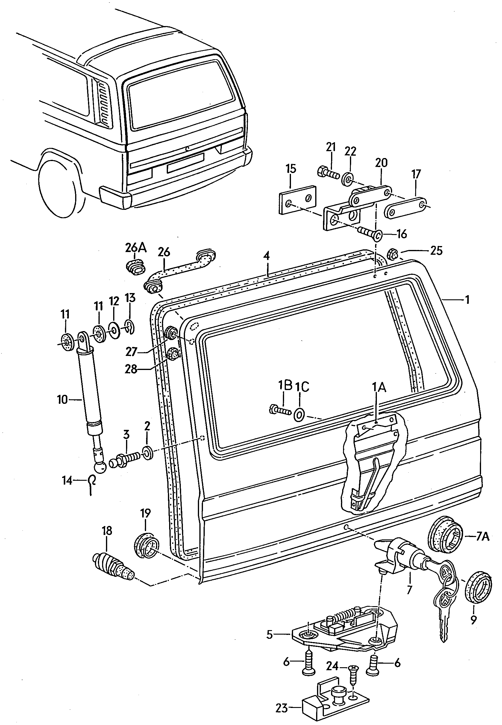 Крышка багажного отсекаГазовый упор  - Typ 2/syncro - t2