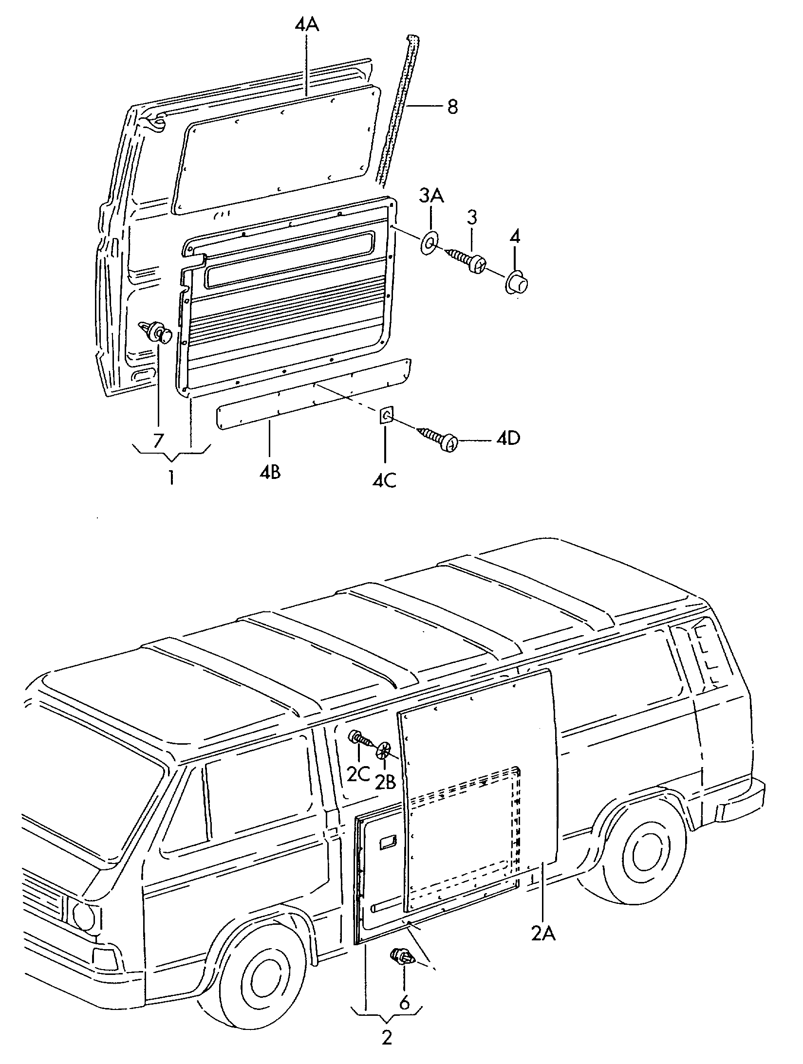 Side panel trimSliding door trim front - Typ 2/syncro - t2