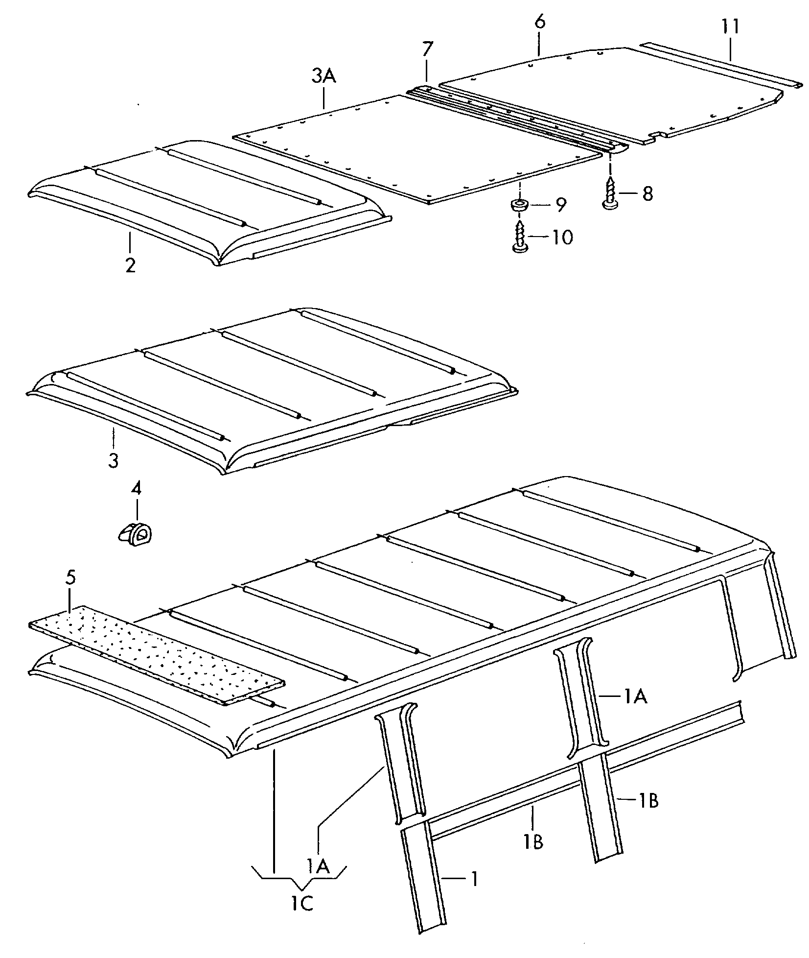 Tavan, B/C direği ve cam<br>fırçalarının kaplamaları<br>   - Typ 2/syncro - t2