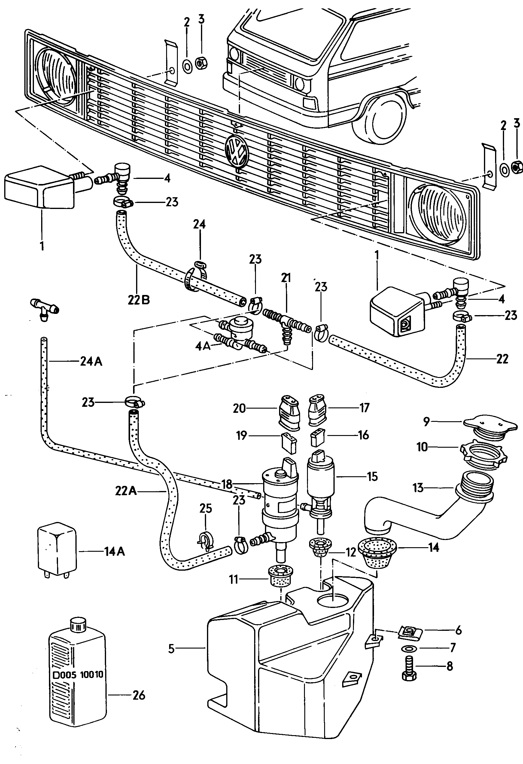 Scheinwerferwaschanlage  - Typ 2/syncro - t2
