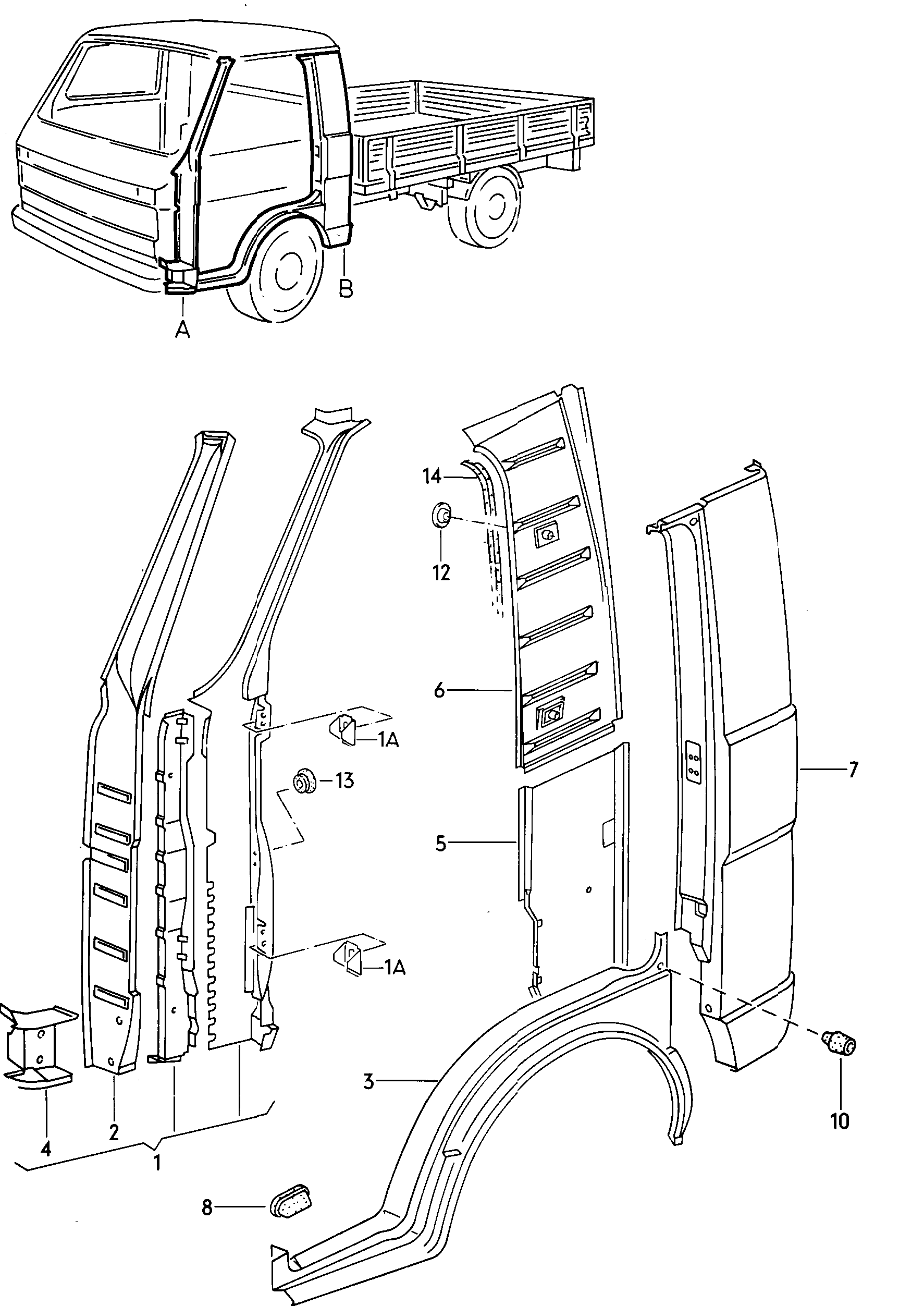 a and b-pillar, knee piece pick-up - LT, LT 4x4 - lt