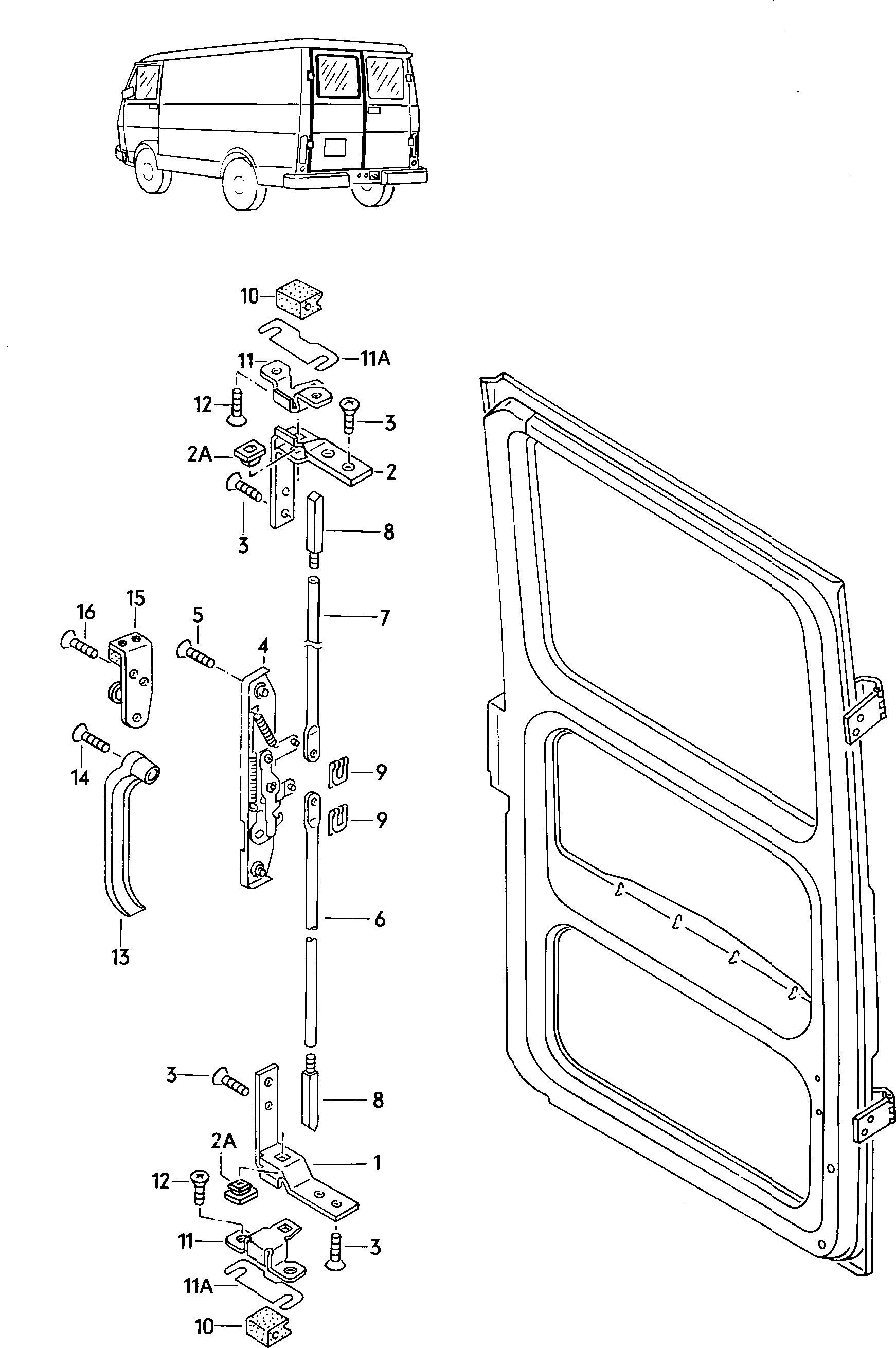 Kapı kilidiKapı kolu, dışSürgü çubuğuKanatlı kapı için sol - LT, LT 4x4 - lt