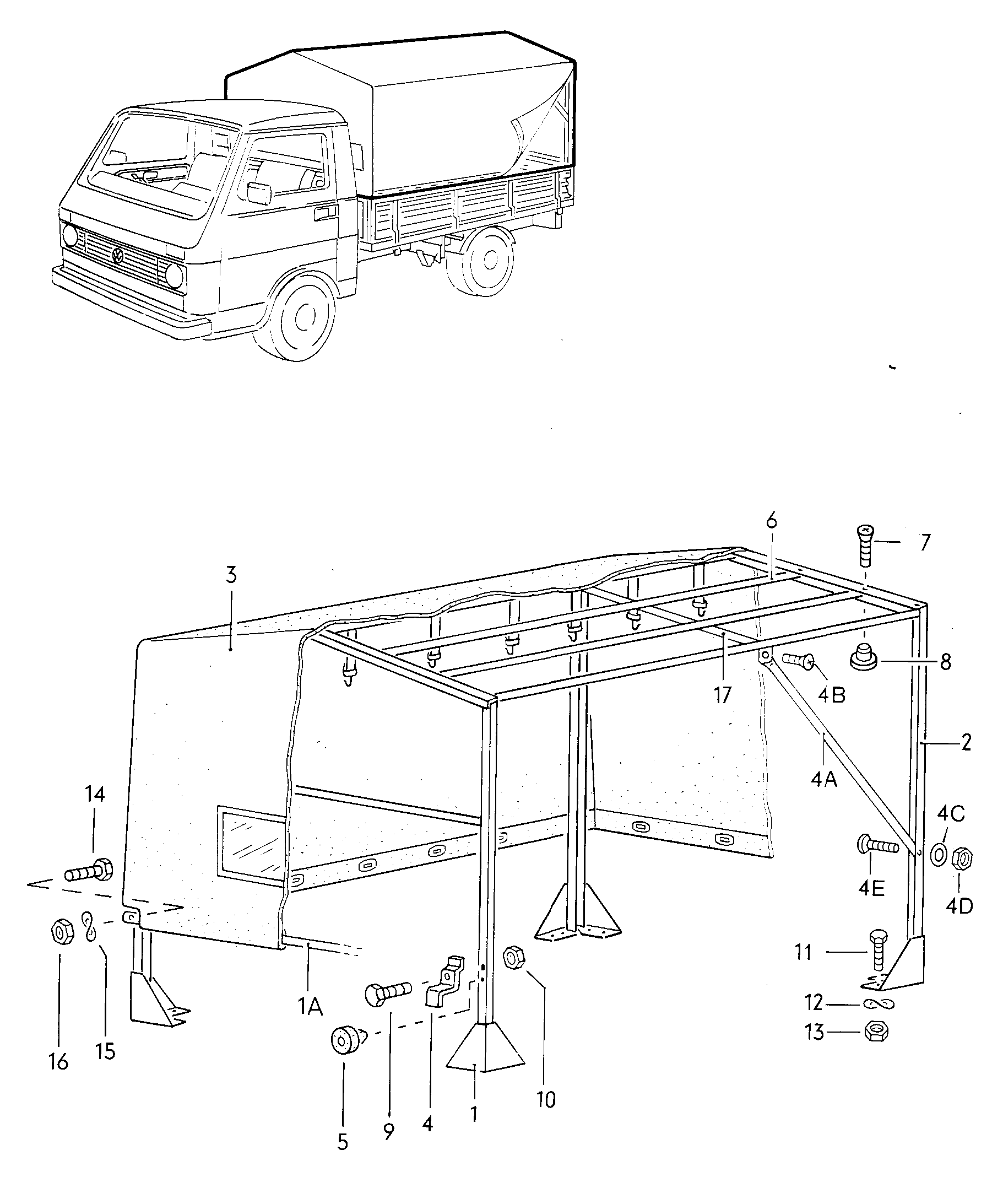 frame with canopy and<br>attachment parts  - LT, LT 4x4 - lt