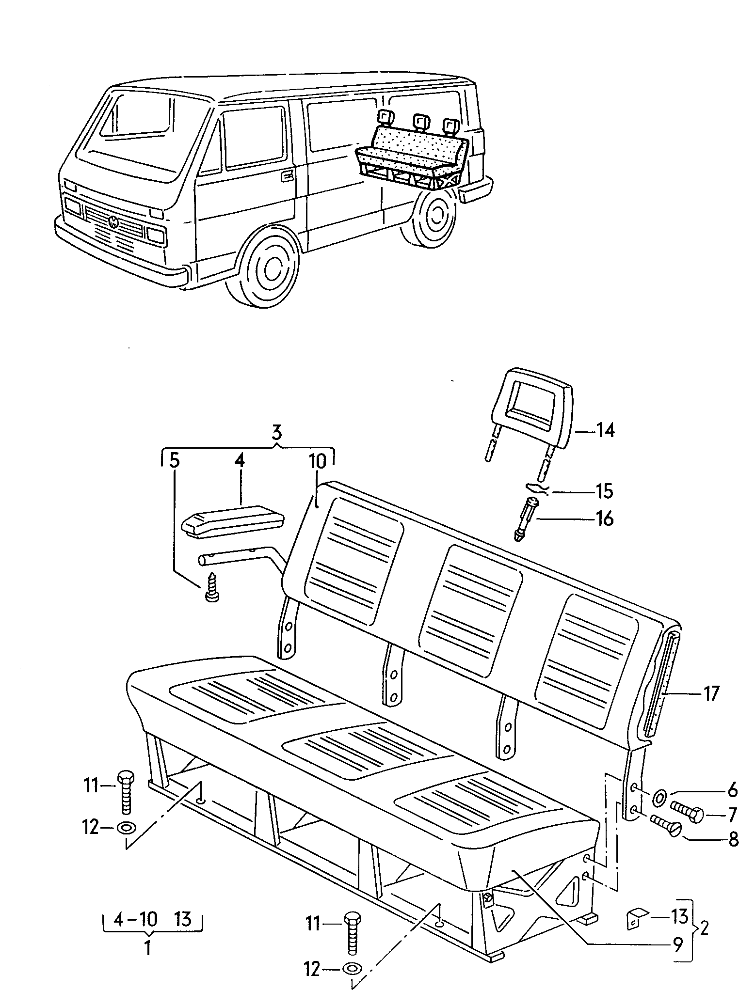 Sitz und Rückenlehne hinten - LT, LT 4x4 - lt