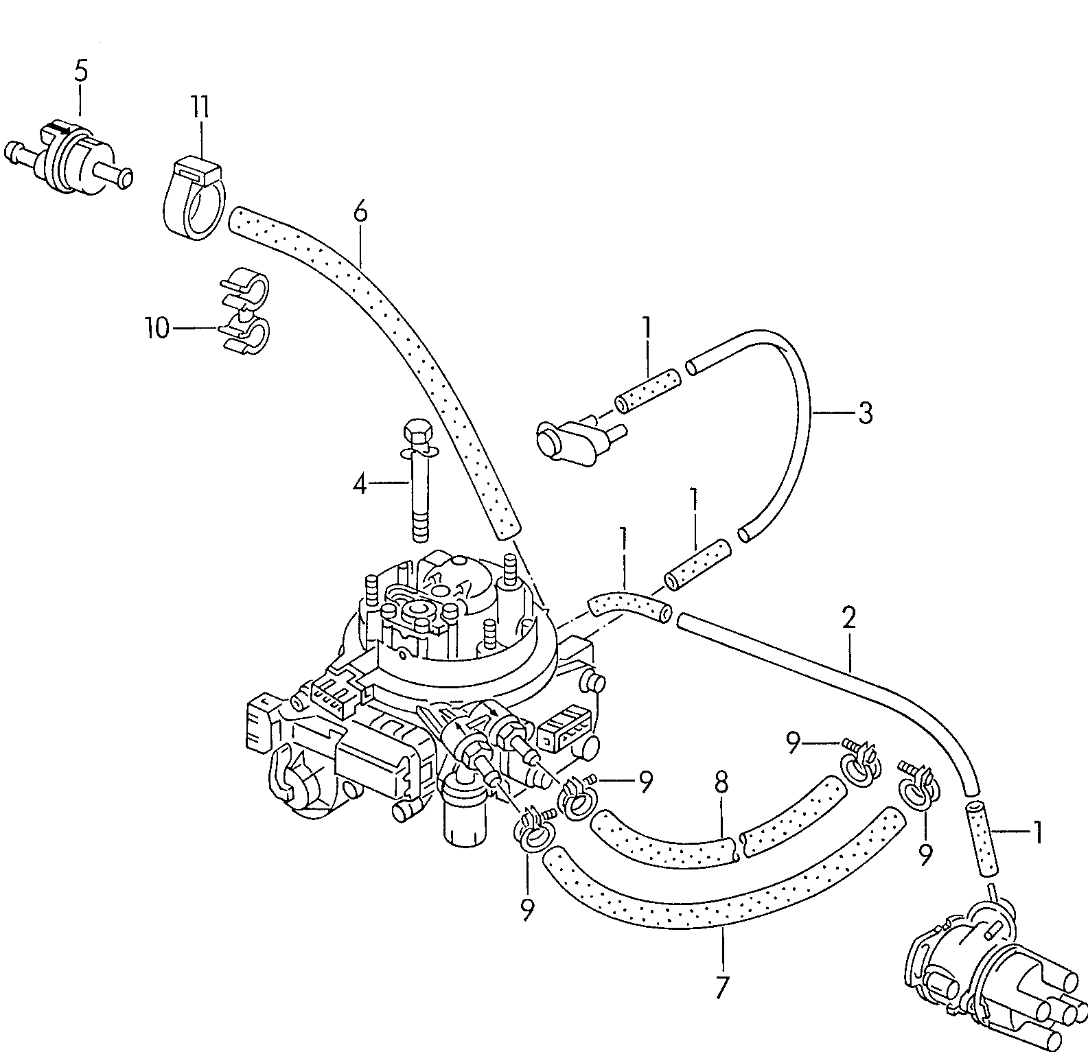 UnterdruckanlageAktivkohlefilteranlageKraftstoffleitung 1,05Ltr. - Polo/Derby/Vento-IND - po