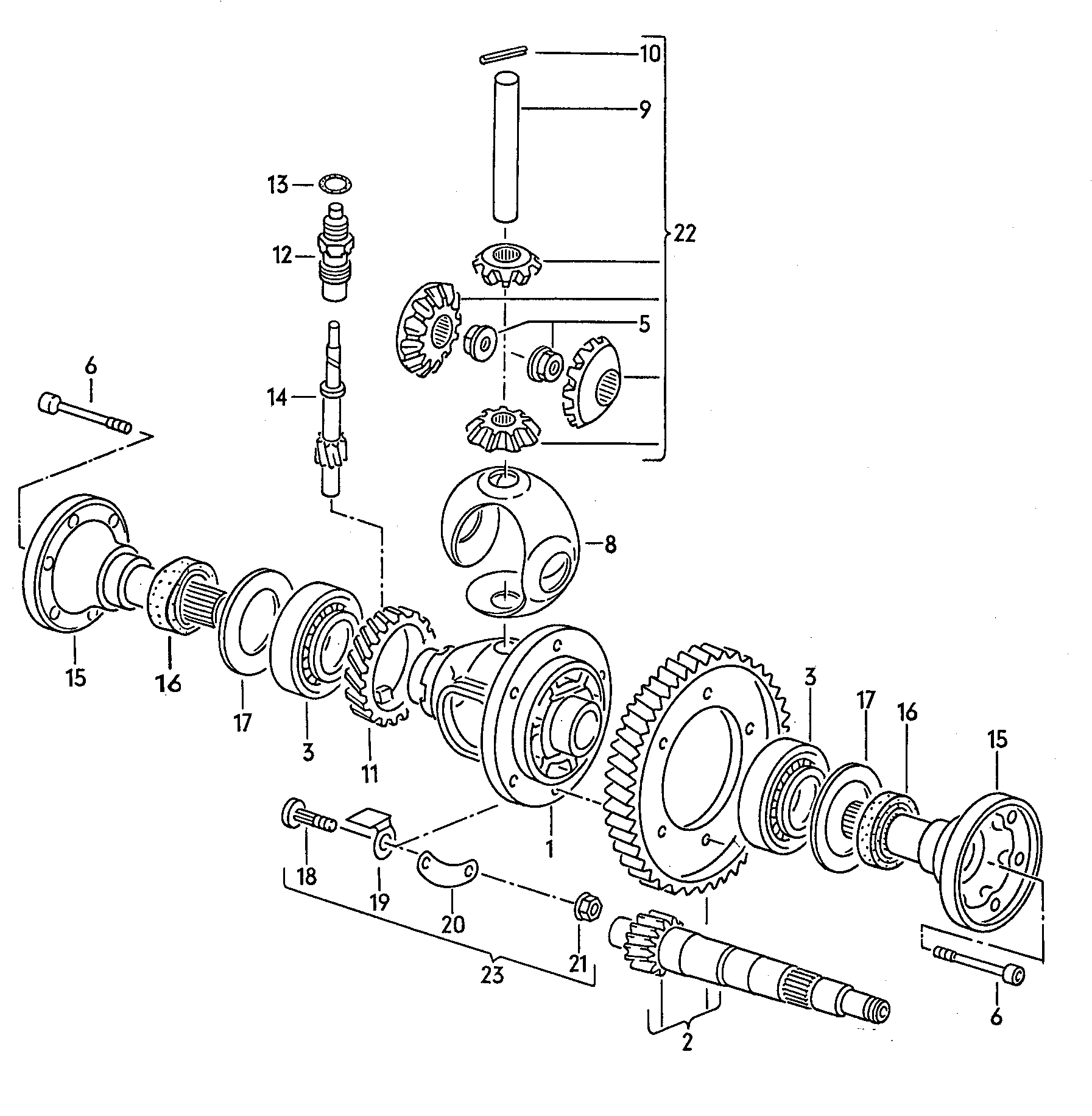 Boitier de differentielcouple coniquep. boite mecanique 5 vit. 1,3l<br> 82/85 KW - Polo/Derby/Vento-IND - po