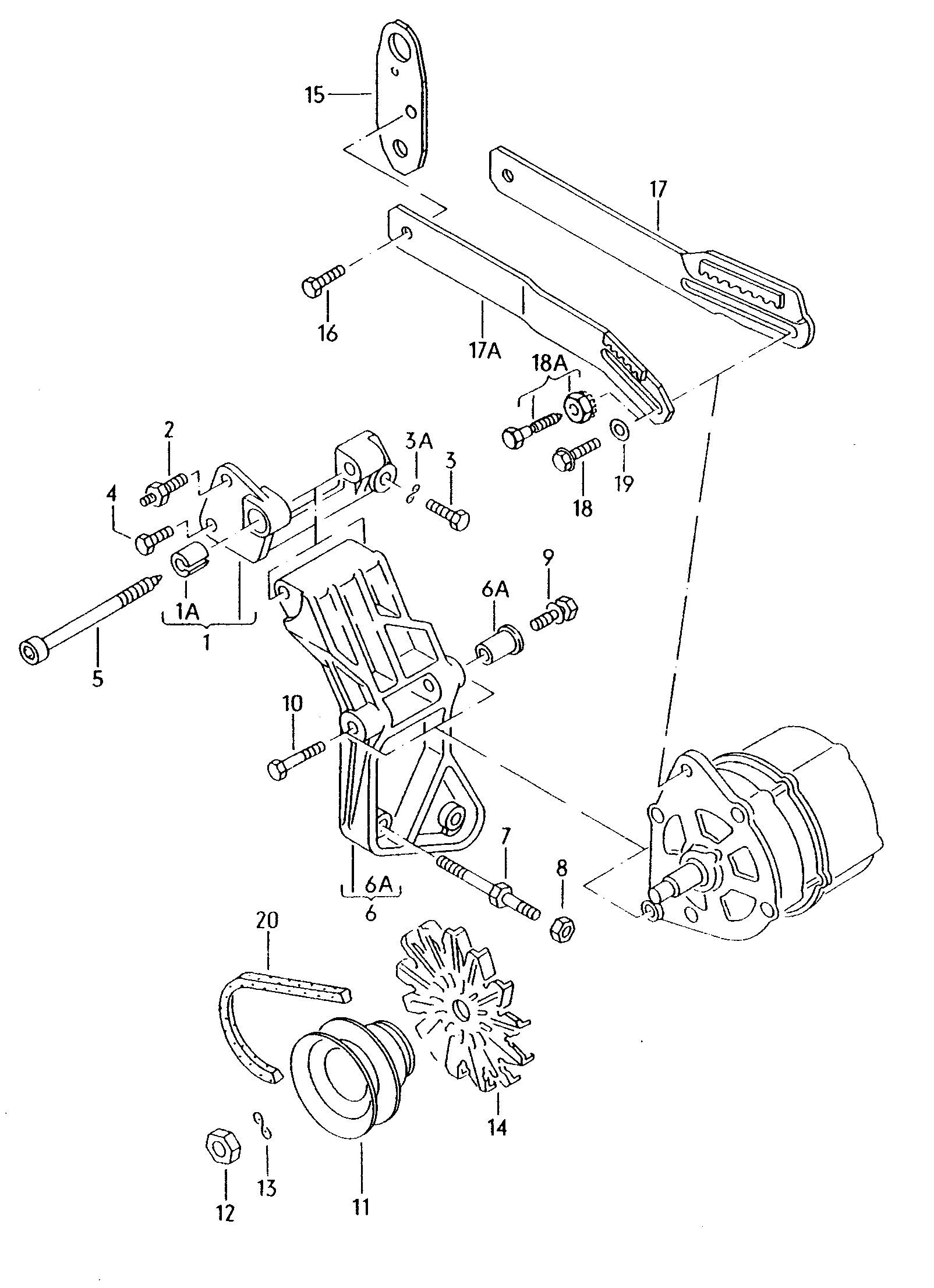 parti collegamento e<br>fissaggio per alternatore  - Corrado - cor