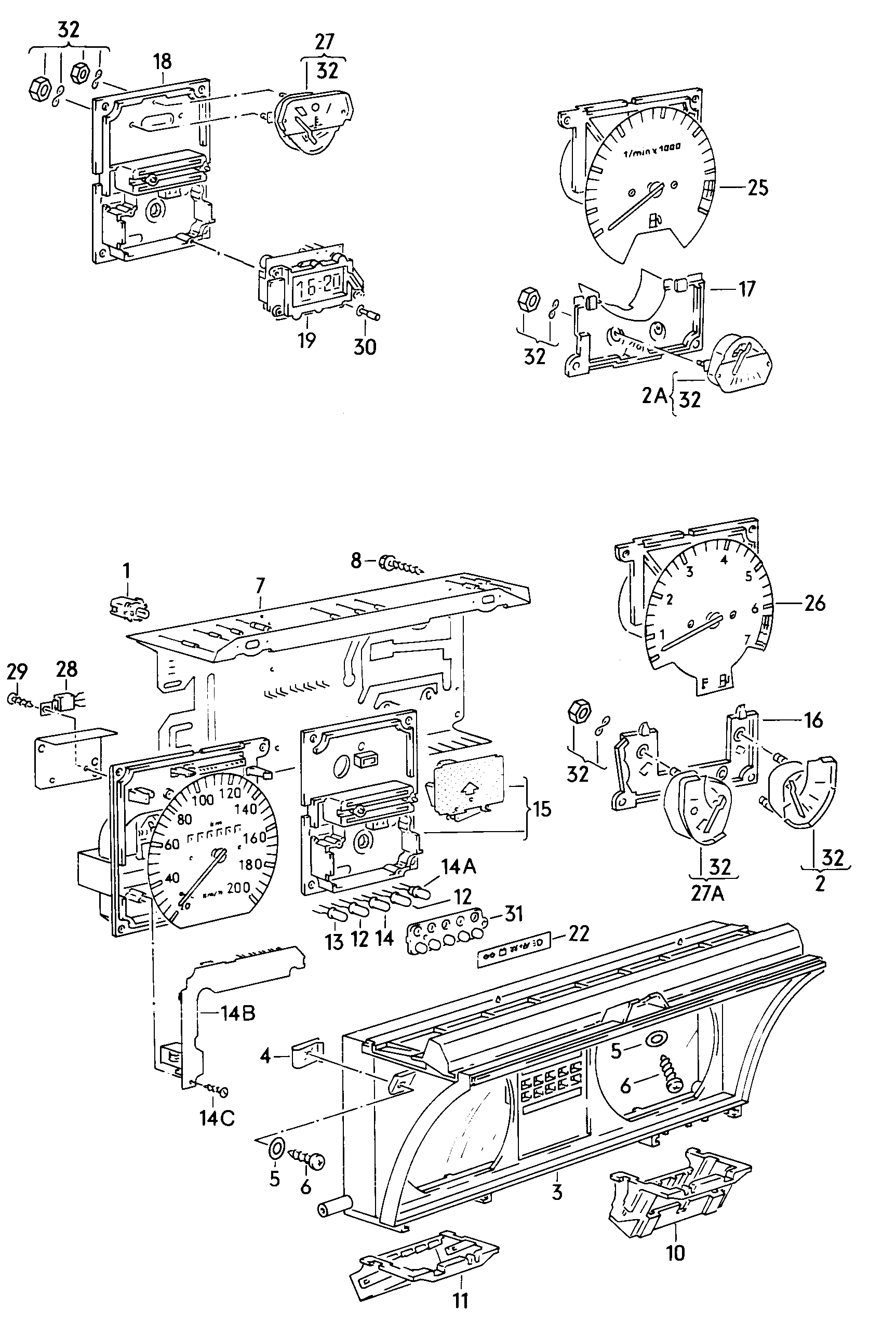 Instrumentengehäuse und<br>Einbauteile<br> F 53-G-000 001>>  - Scirocco - sci