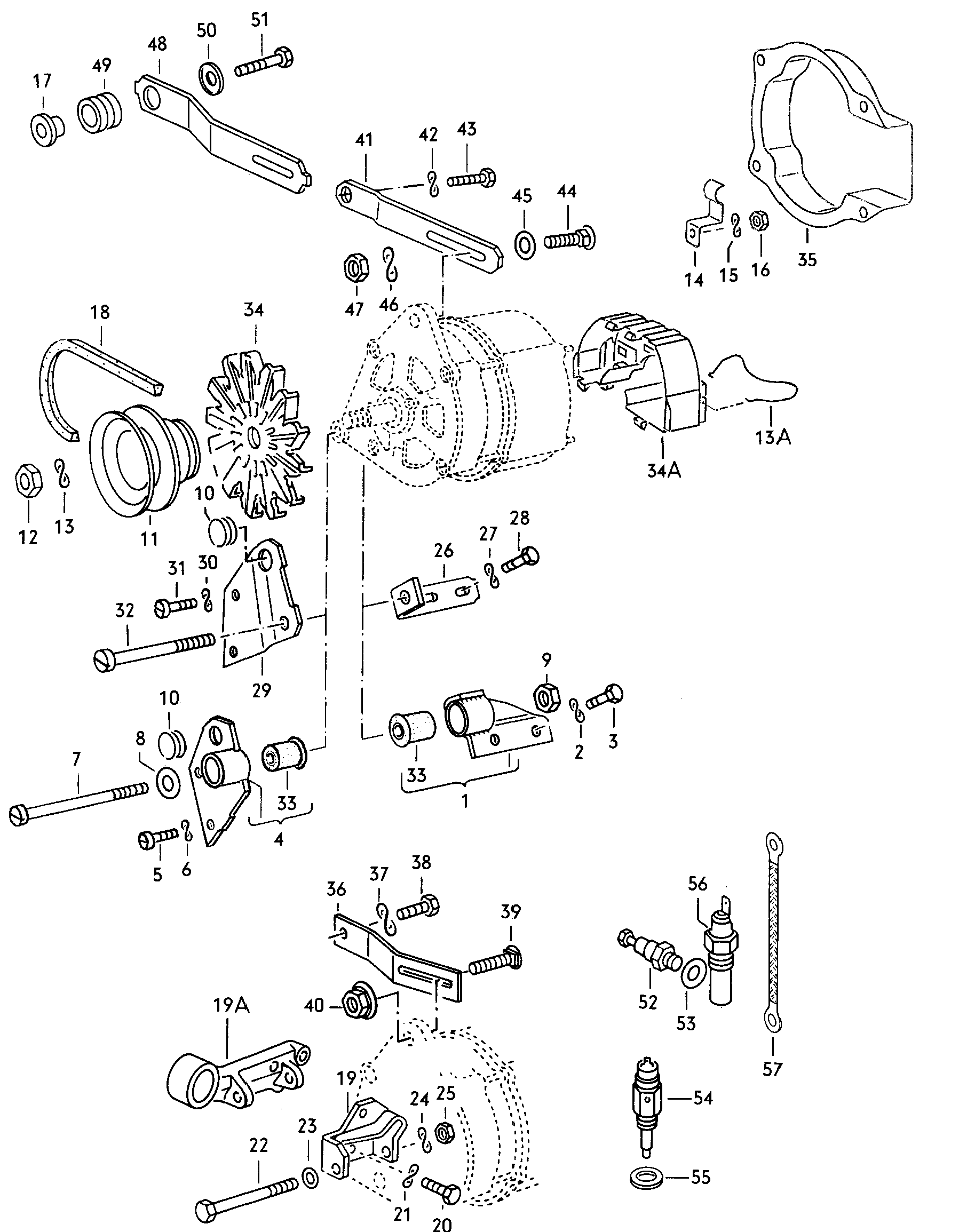 connecting and mounting parts<br>for alternator  - Scirocco - sci