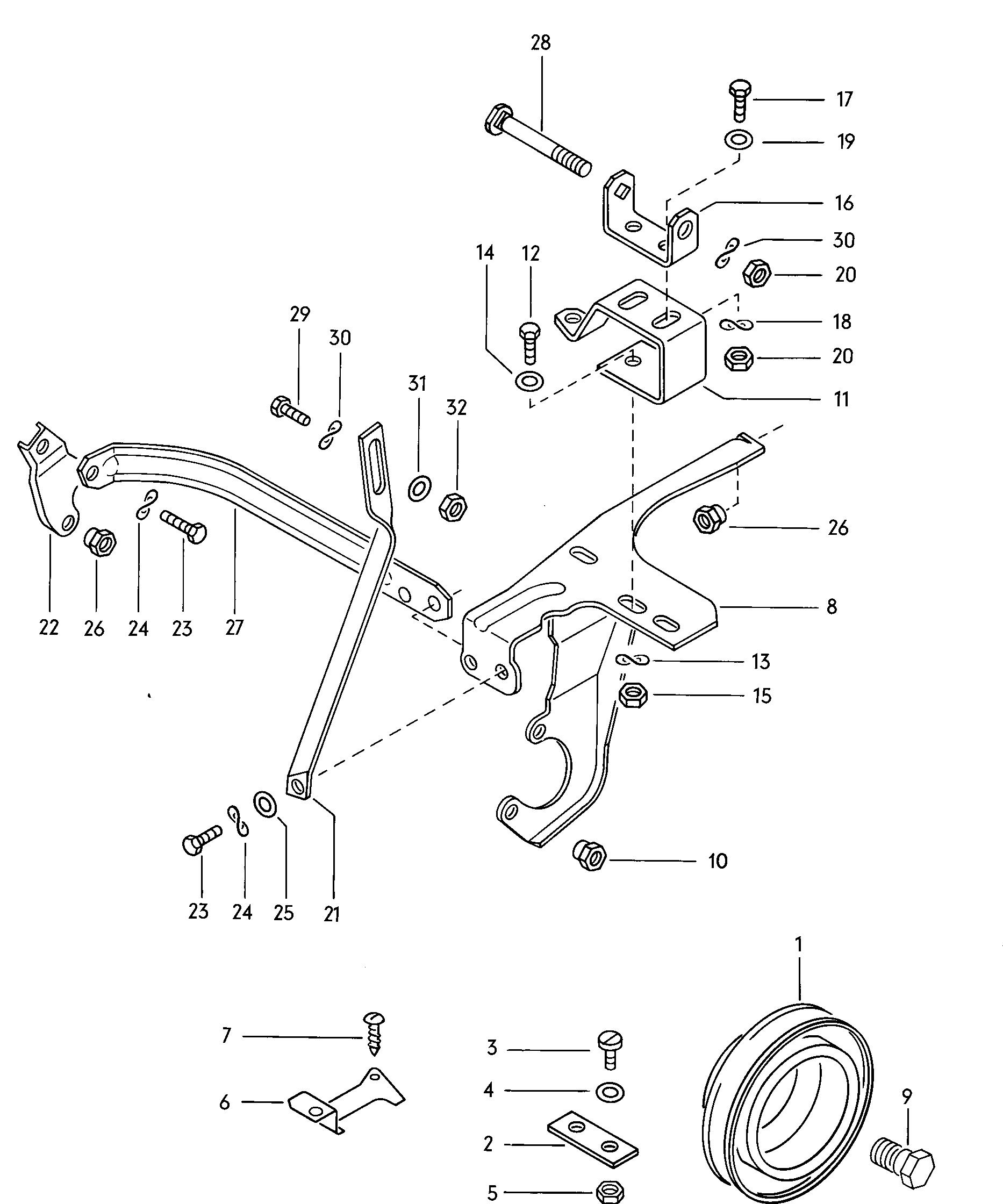 mounting parts for<br>alternator  - Typ 2/syncro - t2