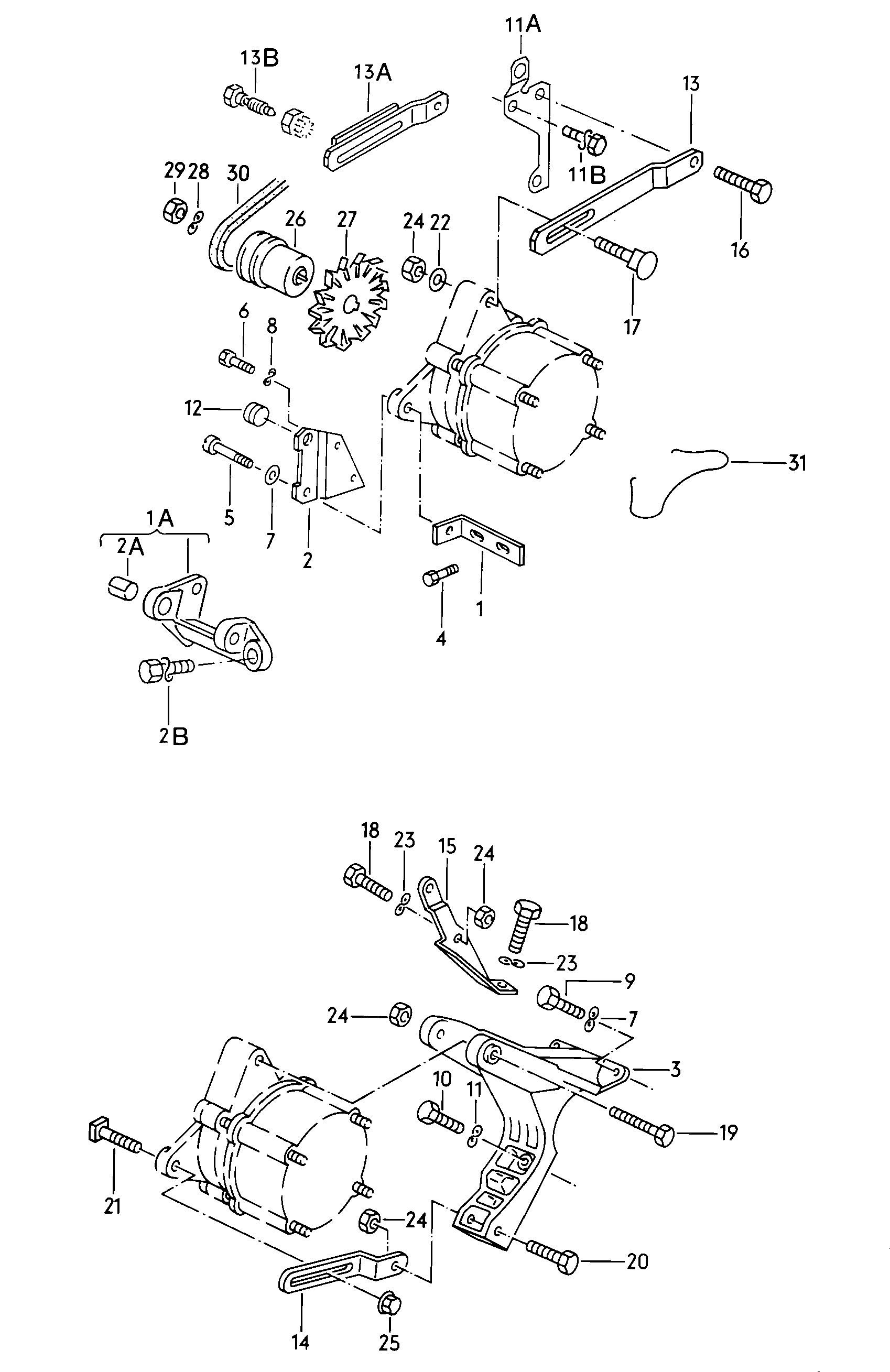 v-beltmounting parts for<br>alternator  - Caddy - ca
