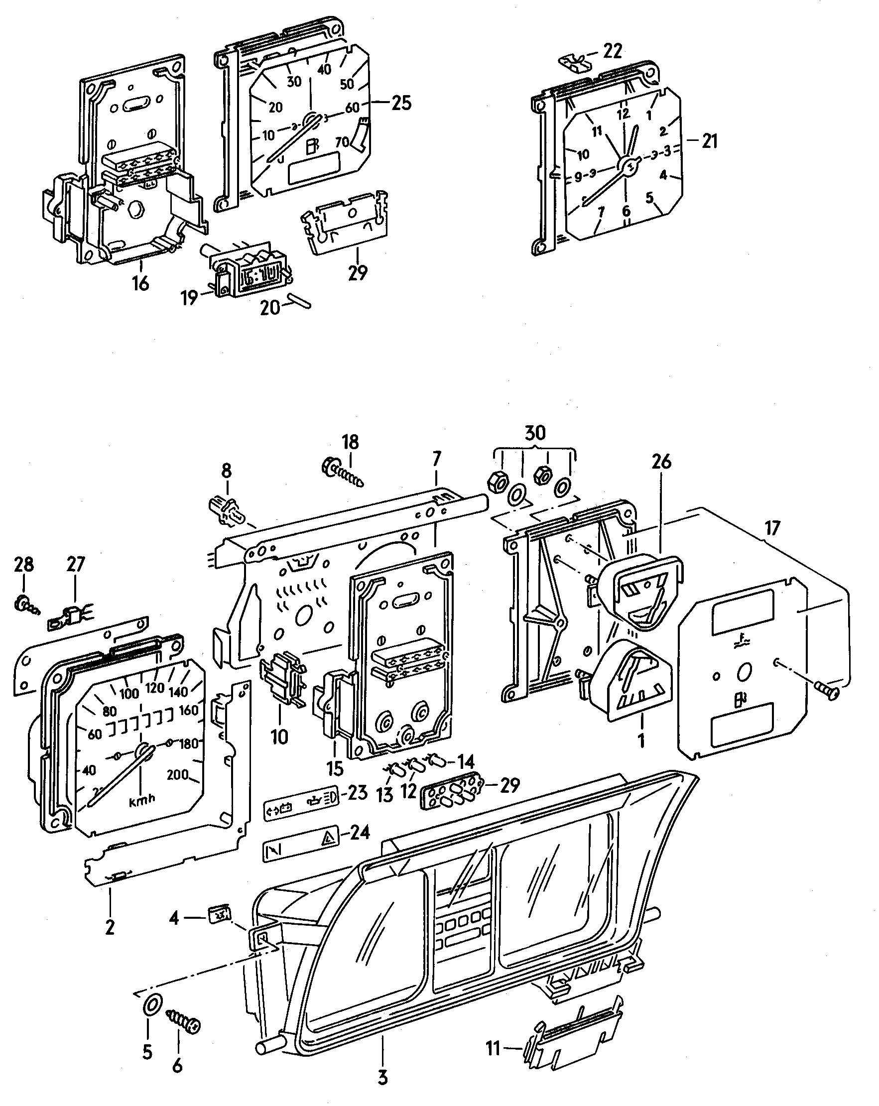 Instrument housingFuel gaugetemperature gaugeConductor foil  - Caddy - ca
