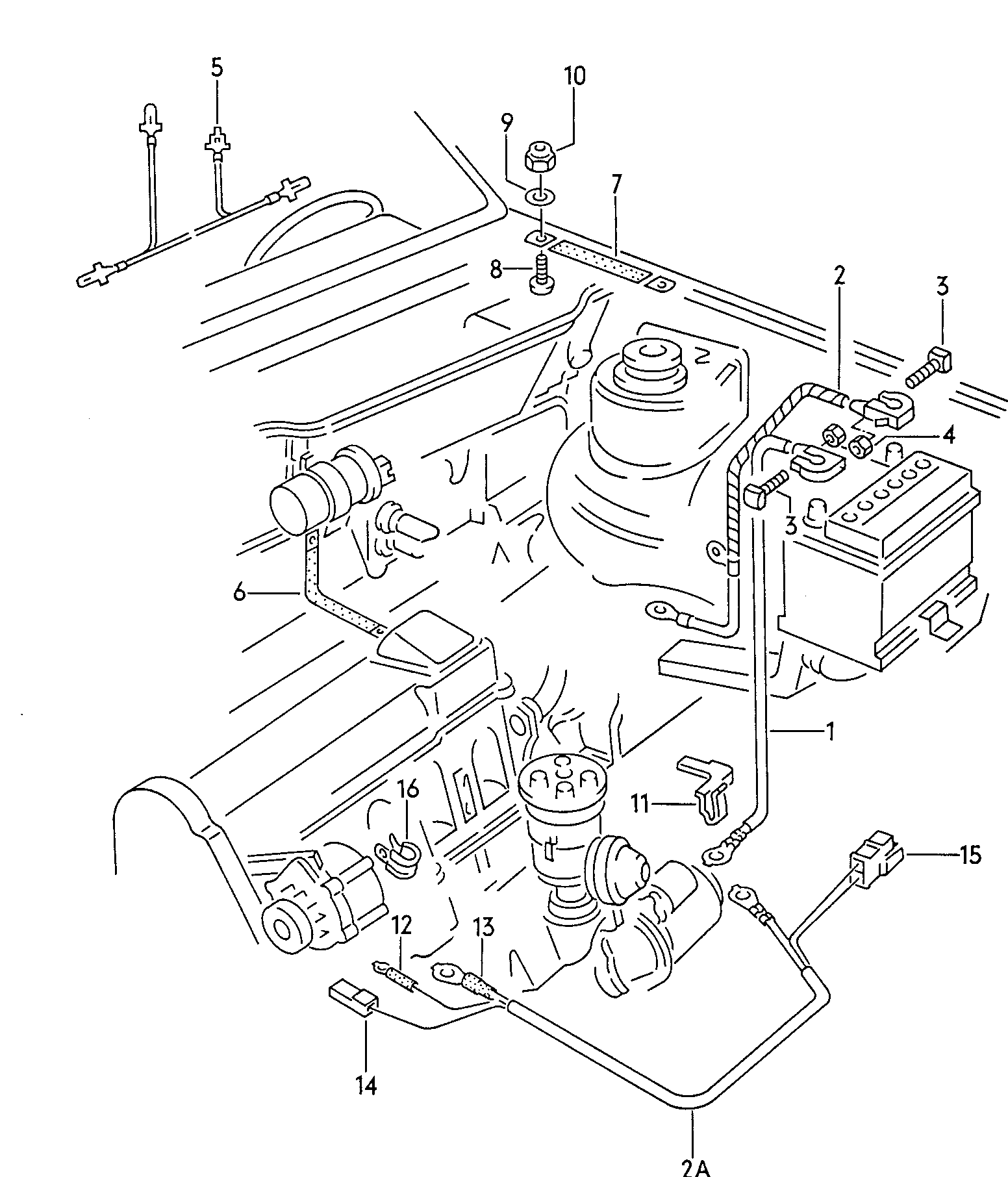 Wiring set for battery<br>and 3-phase alternator  - Caddy - ca