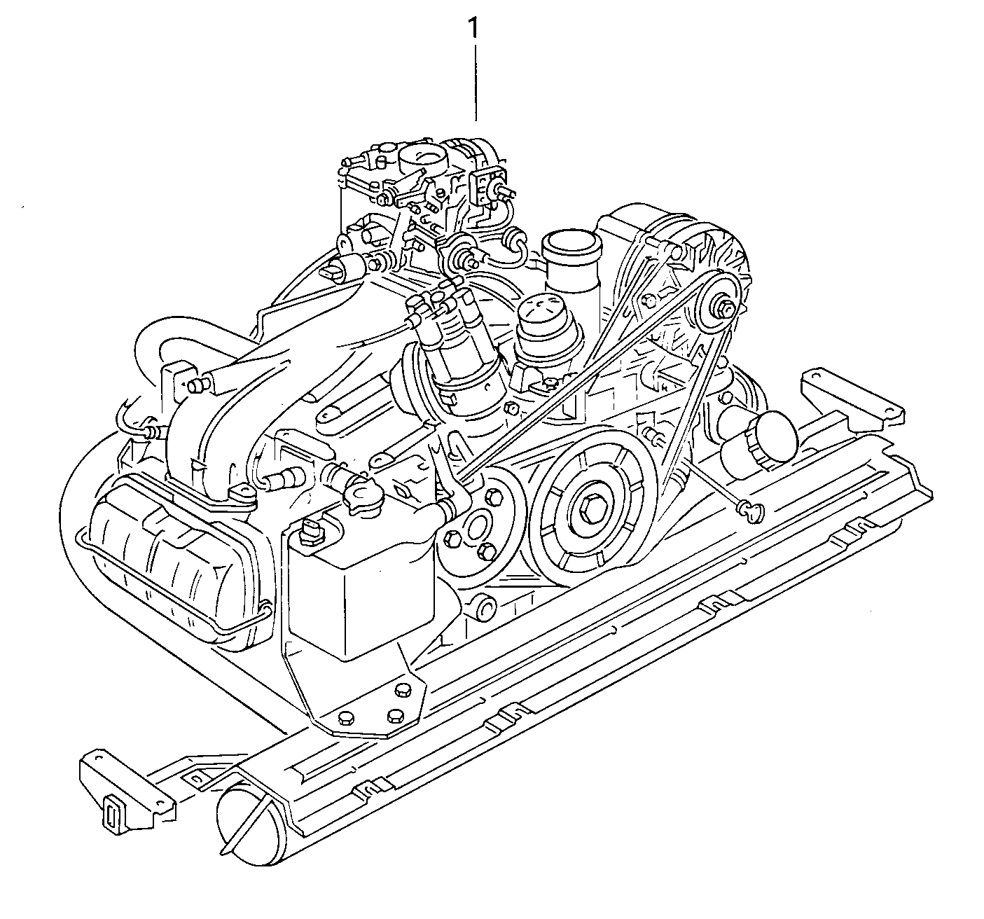base engine with crankshaft<br>pistons, cylinder head,<br>complete,oil pump and flywheel  - Typ 2/syncro - t2