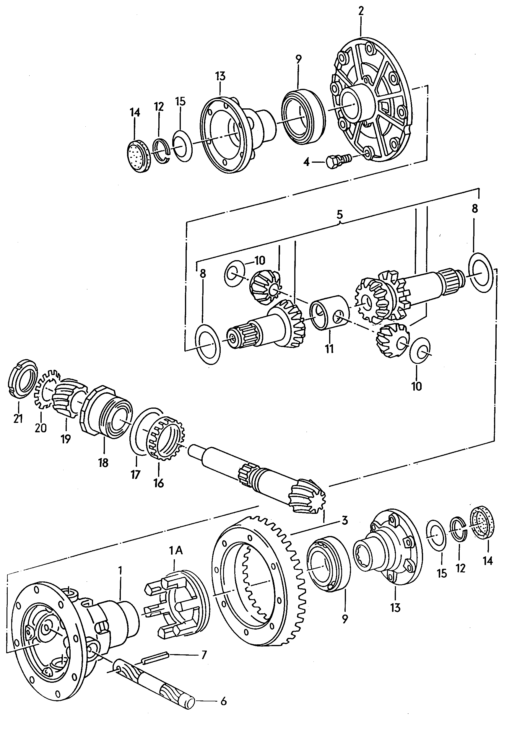 Differentialpinion and crown wheelfor vehicles with visco<br>clutch front - Vanagon syncro - vasy