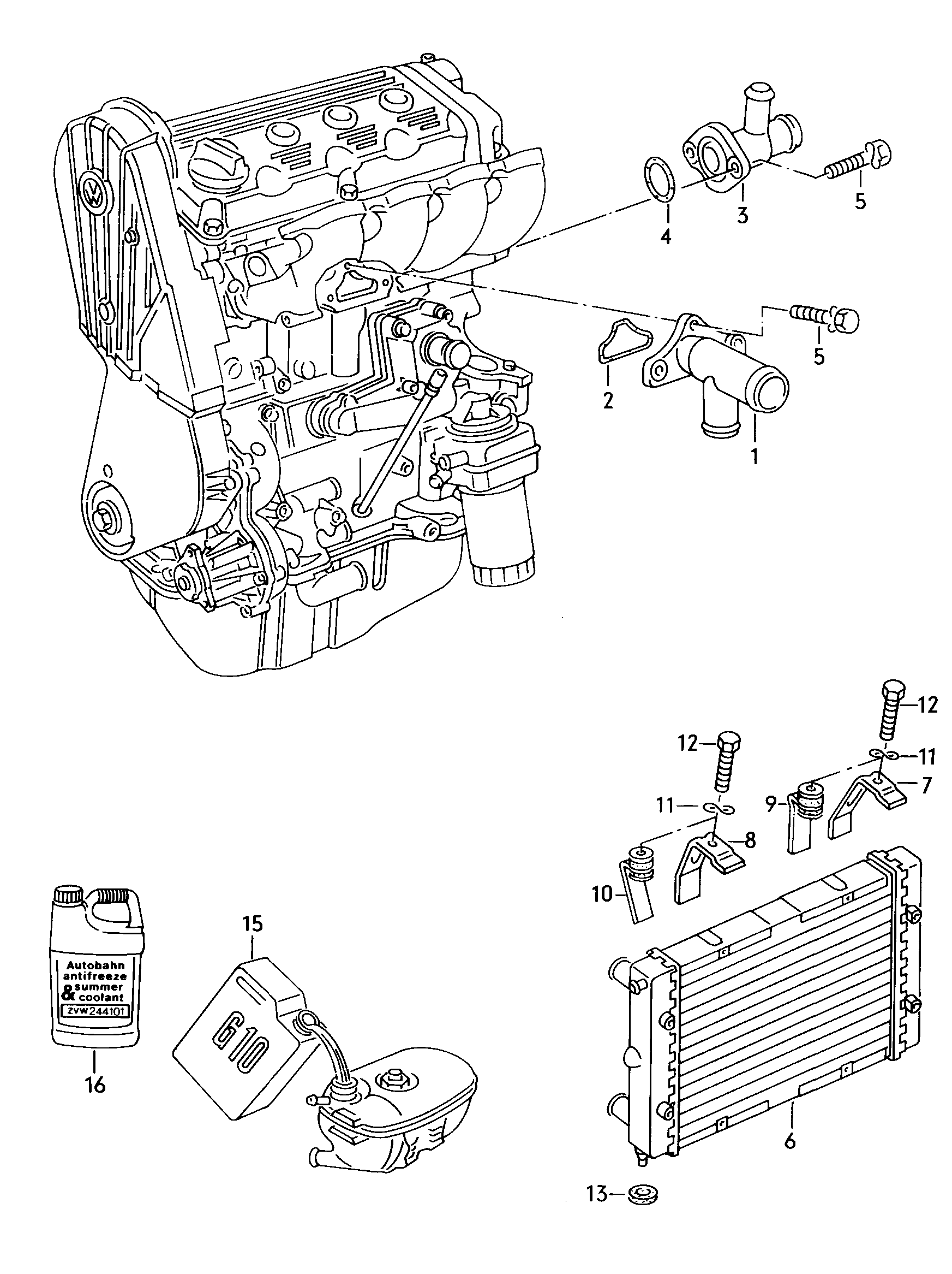 Radiador para refrigerantebrida 1,8l - Scirocco - sci