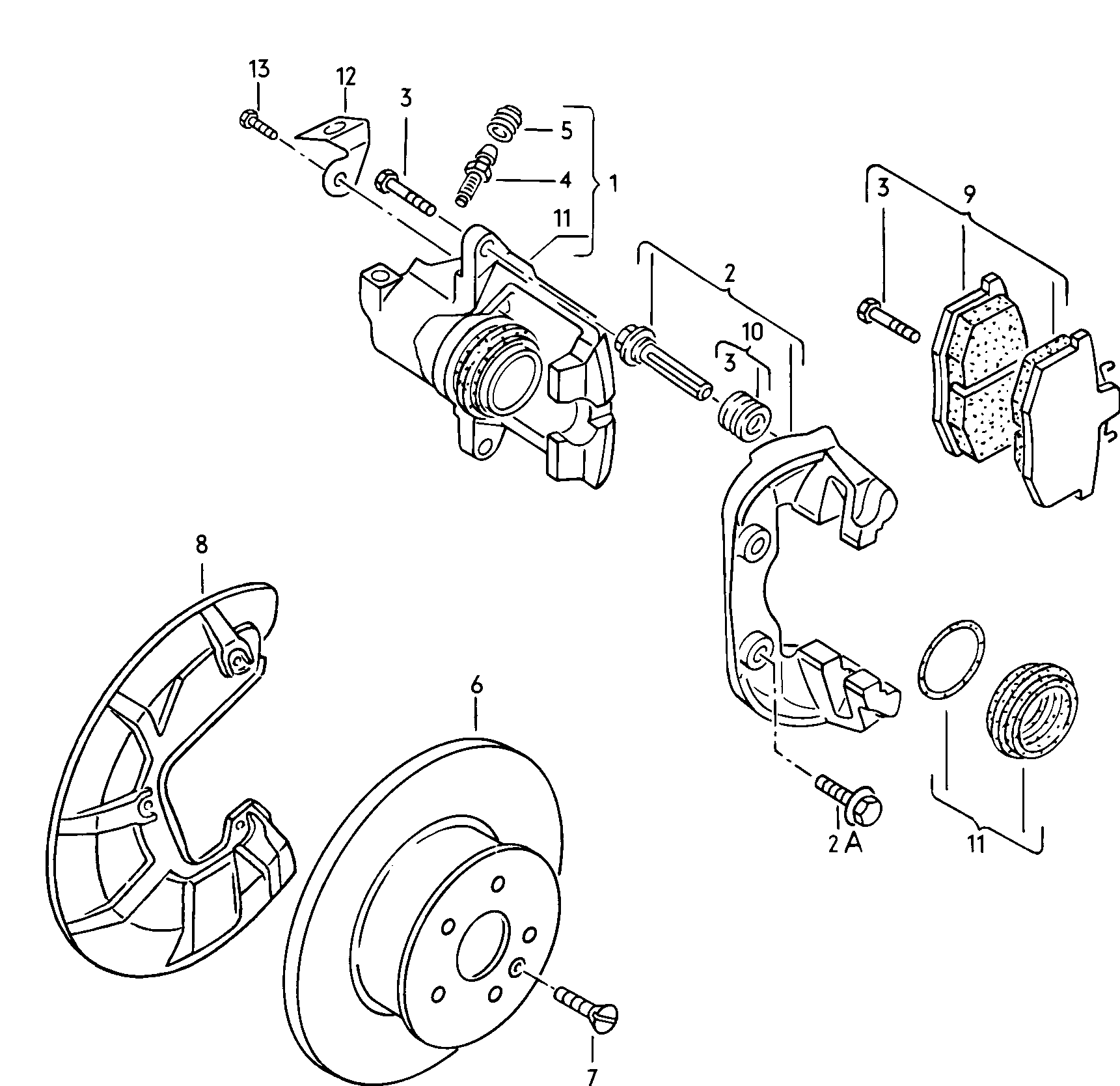 Brake caliper housingdisc brake pad 14" - Typ 2 - t2