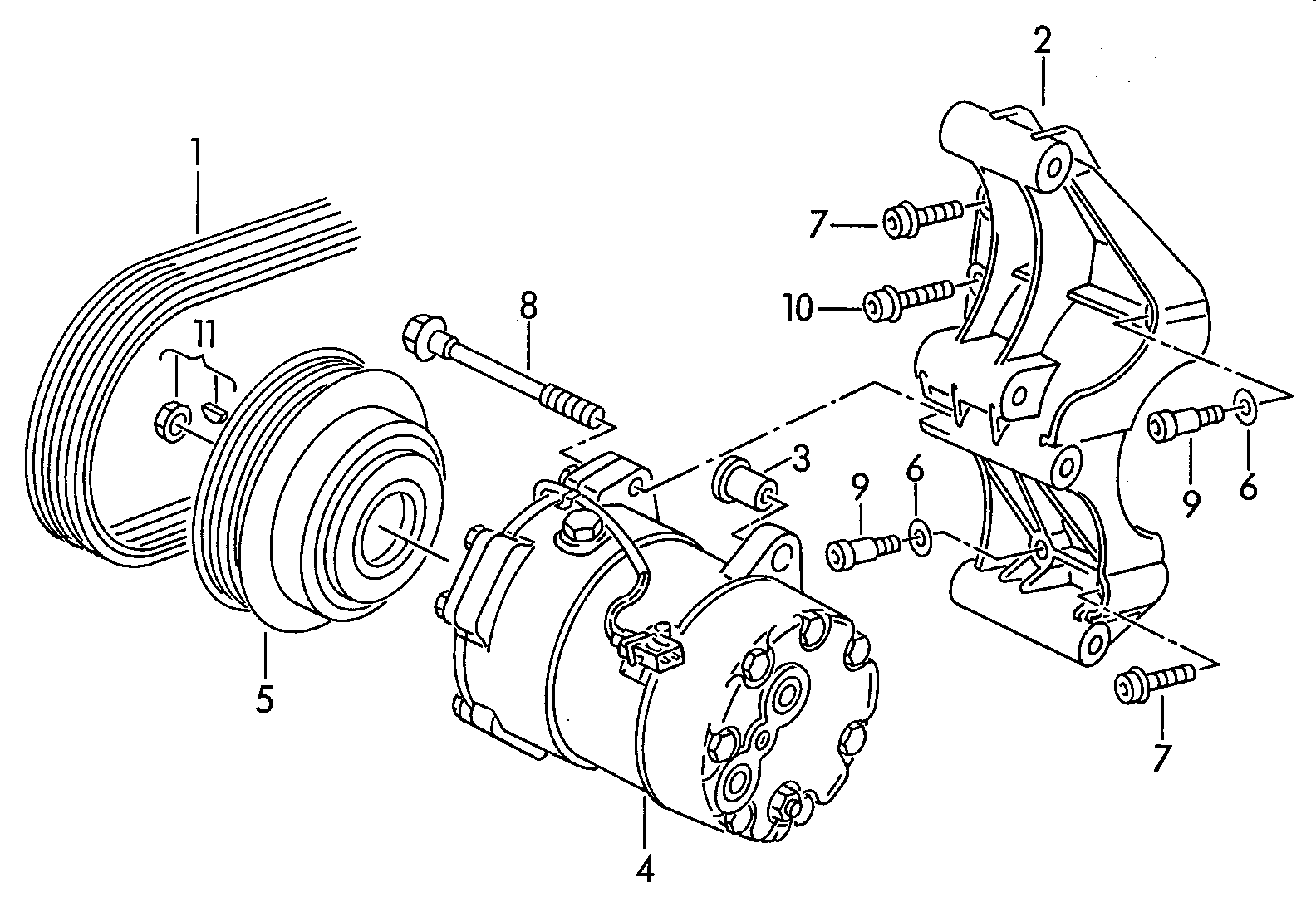 Sprężarka klimatyzacjiczesci mocujace i przylacza<br>kompresora  - Corrado - cor