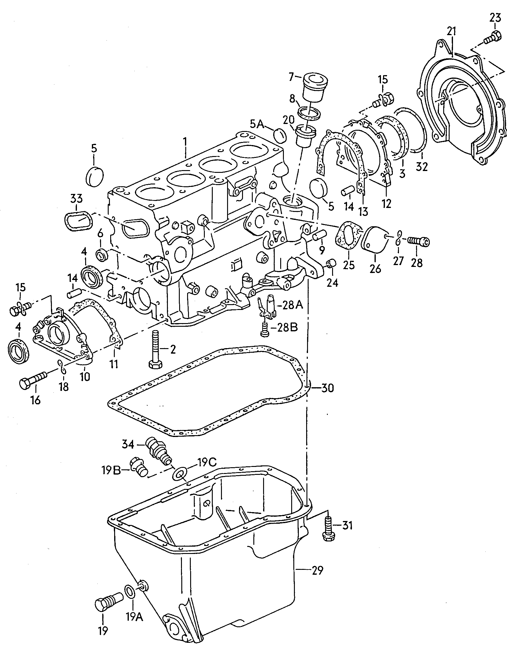 mounting parts for engine and<br>transmission  - Typ 2/syncro - t2