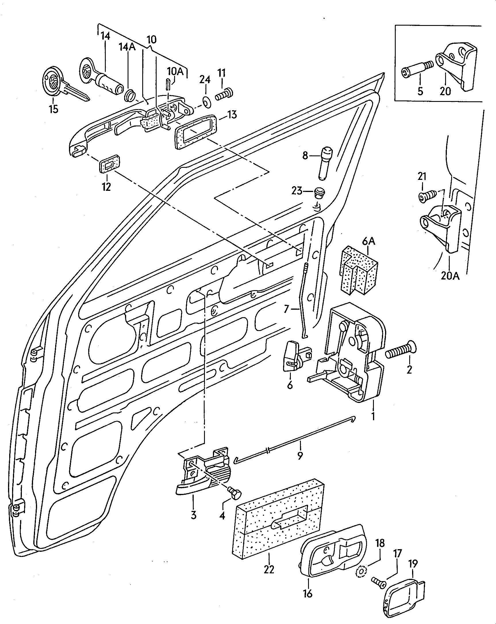Zamek drzwiklamka wewnetrznaklamka zewnetrzna przod - Typ 2/syncro - t2