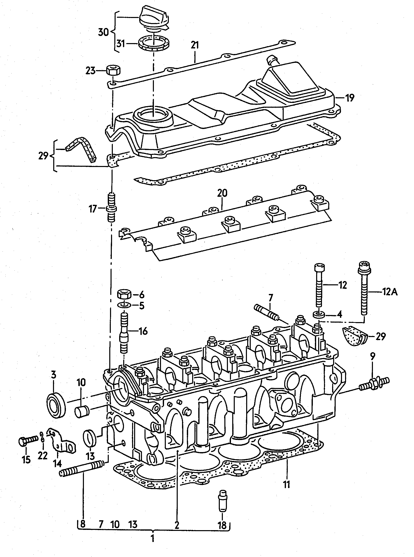 Testata cilindri 1,6-2,0l - Passat/Variant/Santana - pa