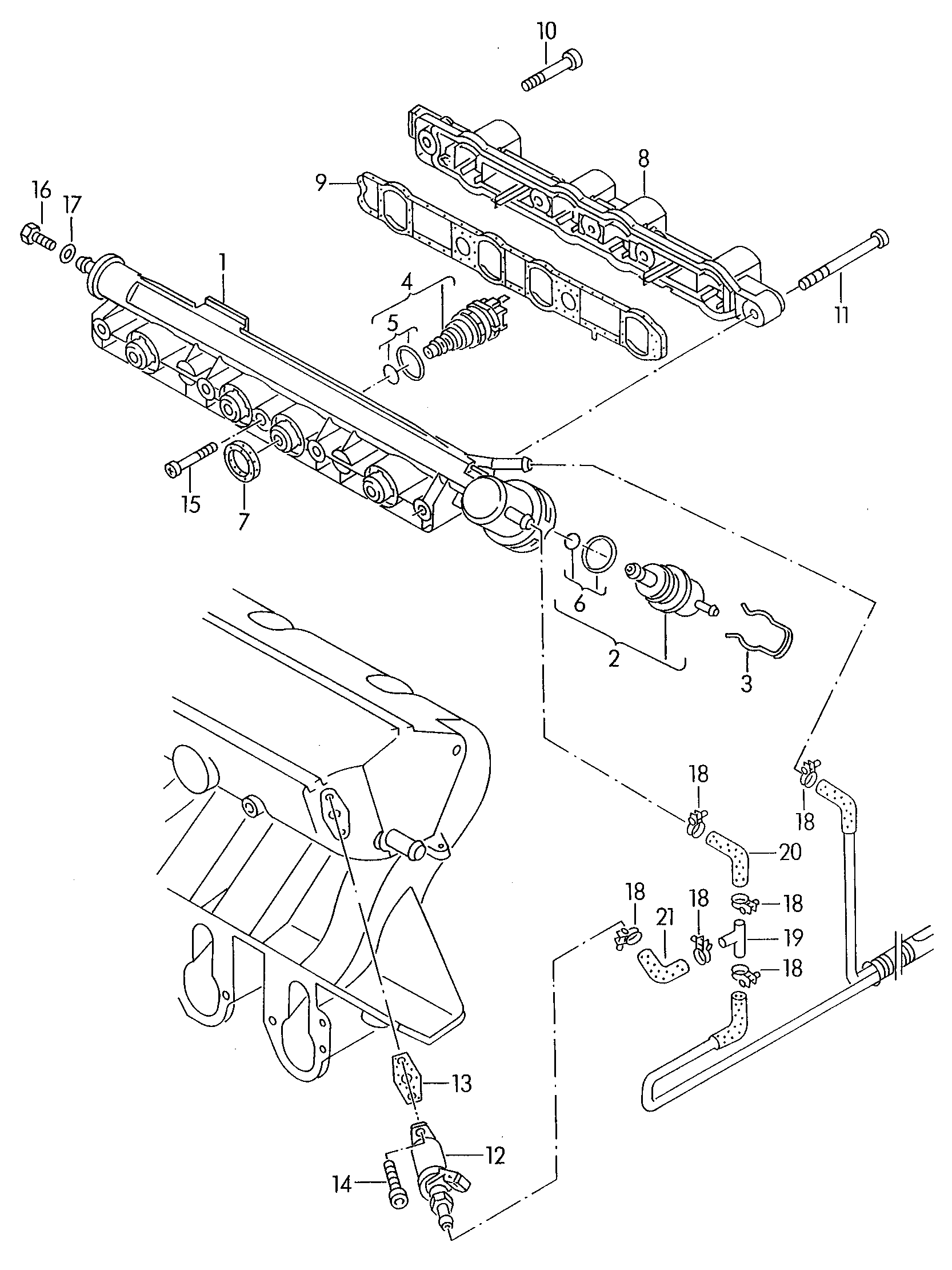 Rampe dinjectionInjecteur 2,0l - Transporter - tr