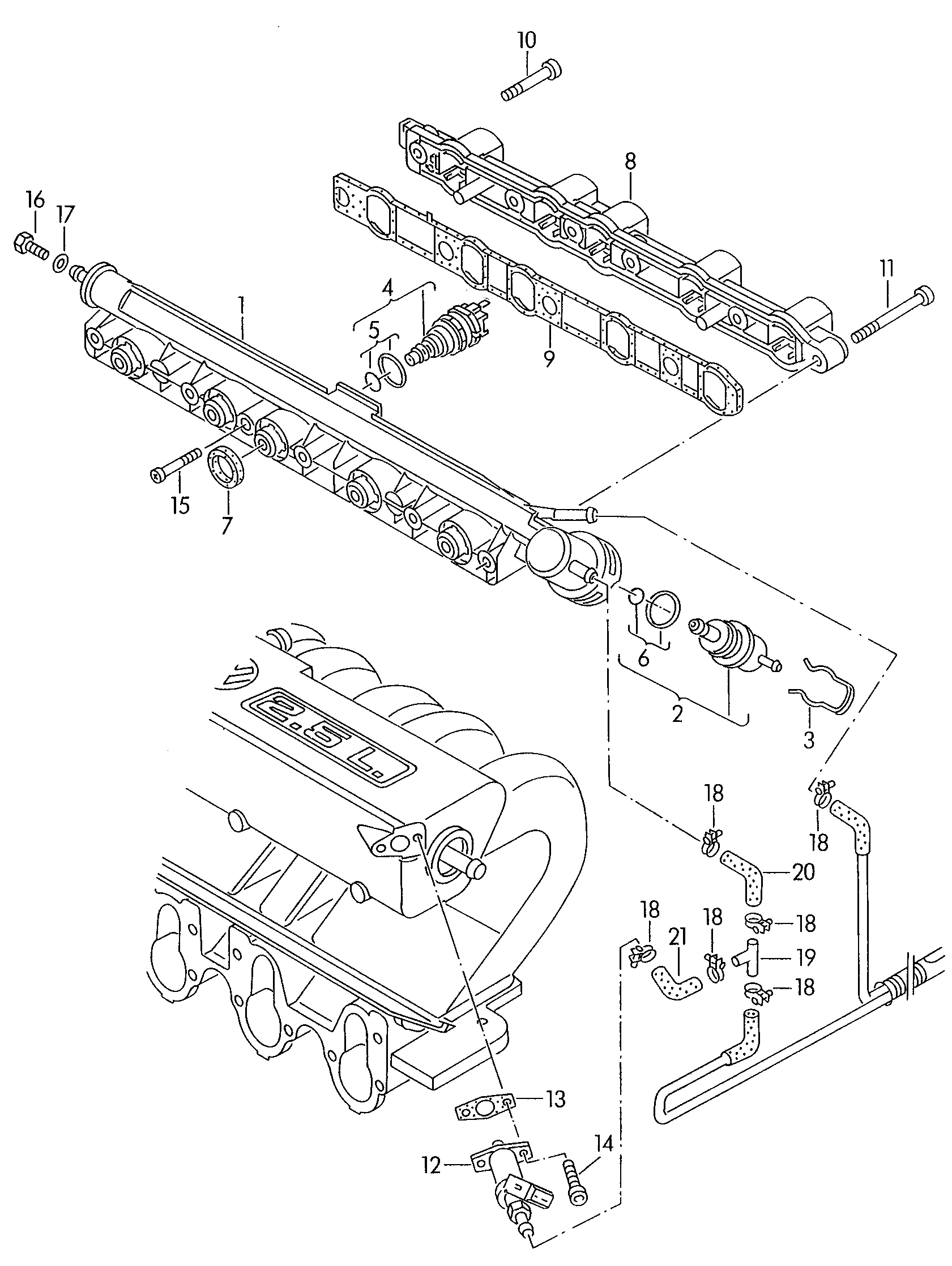 Rampe dinjectionInjecteur 2,5l - Transporter syncro - trsy