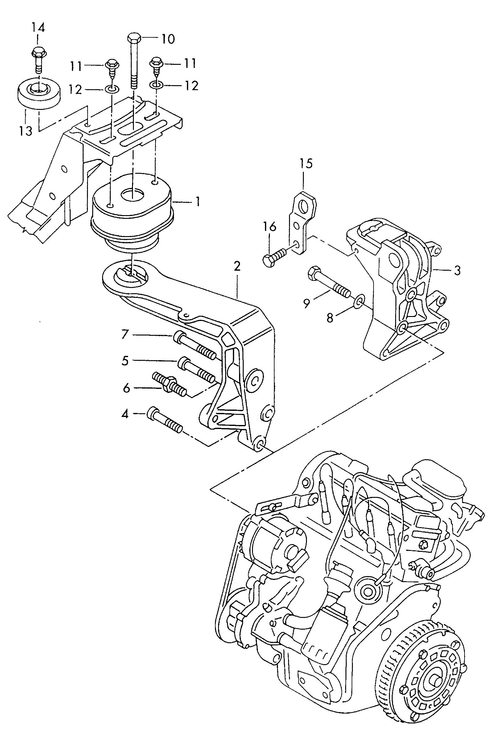 pieces de fixation p. moteur  - Transporter syncro - trsy