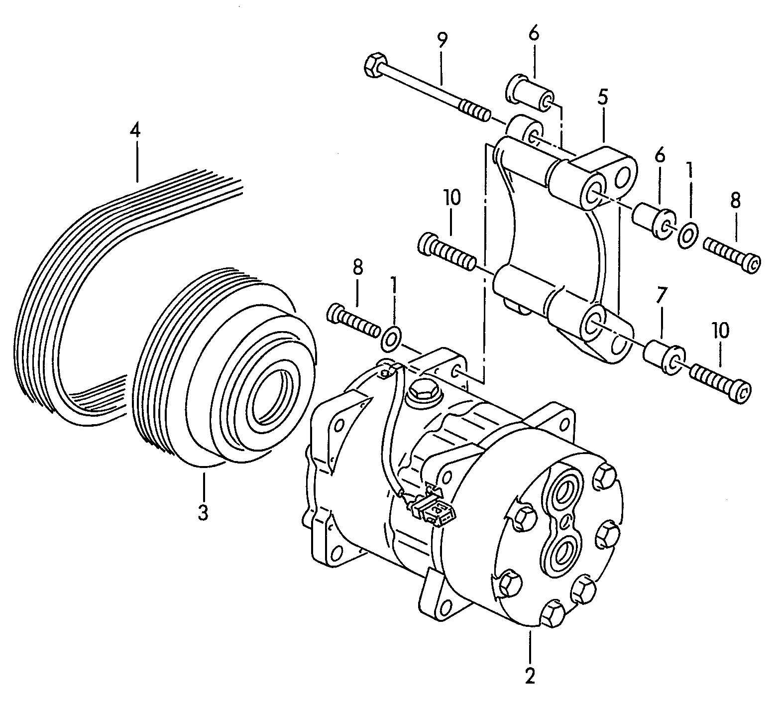 A/C compressorconnecting and mounting parts<br>for compressor  - Transporter - tr