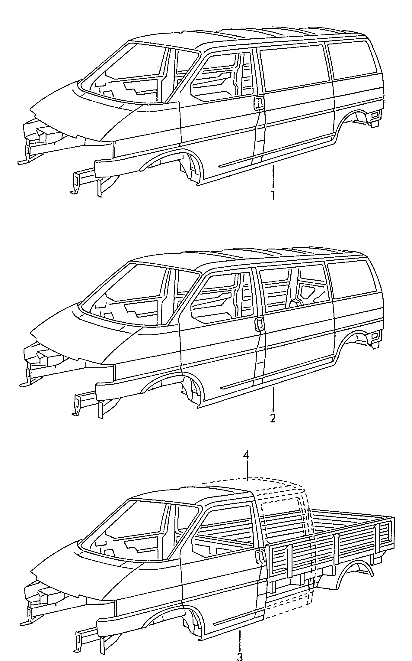 Bodywork primed, with<br>lids and doors, foam filled<br>and underbody protectioncheck with importer when<br>ordering pr equipment not<br>listed  - Transporter syncro - trsy