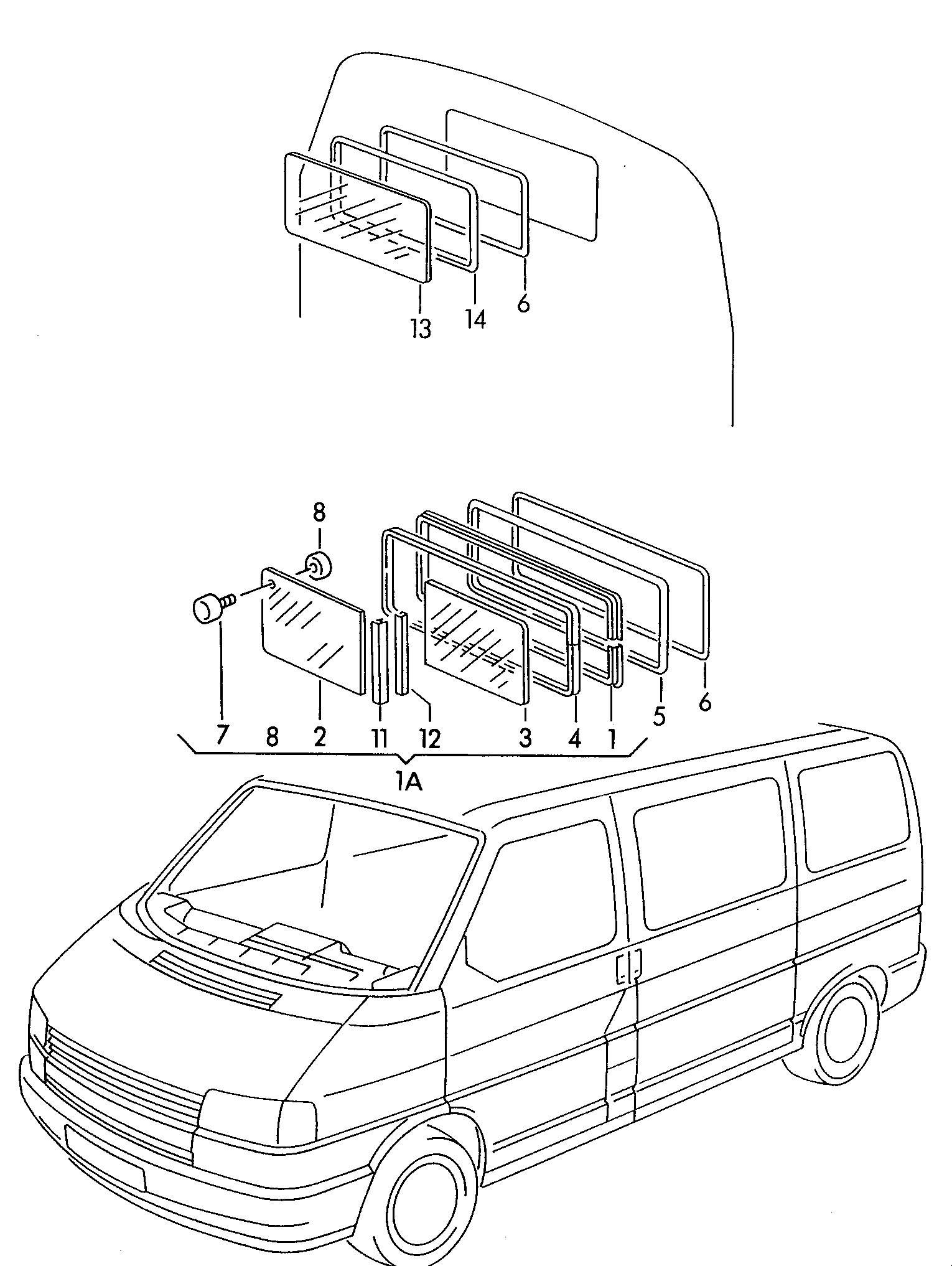 ventanilla corrediza/fija<br>en panel separacion  - Transporter - tr